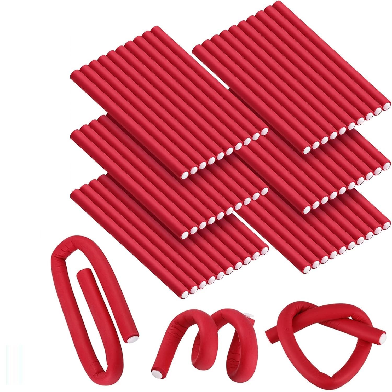 KNAFS COLLECTIONS® Flexible Curling Rods Set - No Heat Hair Curlers with Twist Foam Rollers & Steel Pintail Comb for Short & Long Hair (0.70x7 Inch Large, 10PCS) - Perfect for Salon Styling, Home Use & Travel-Friendly Hairstyling