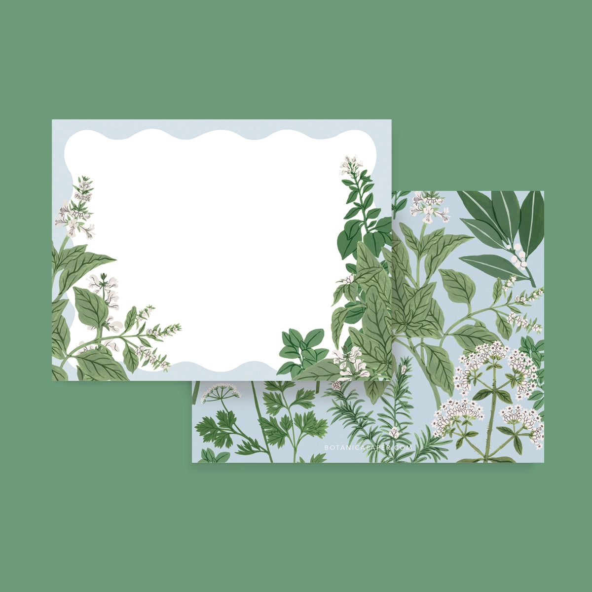 Botanica Paper Co. Herb Garden Notecards Set - Handmade Floral Greeting Cards for Thank You Notes, Wedding Invitations & Stationery Gifts