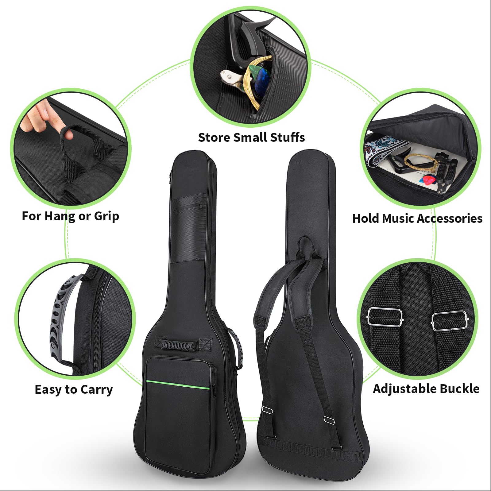 39 Inch Electric Guitar Gig Bag - 7mm Thick Padding, Waterproof & Durable Case with Neck Strap & Multiple Pockets (Black) - Perfect for Travel, Gigging & Electric Guitar Storage