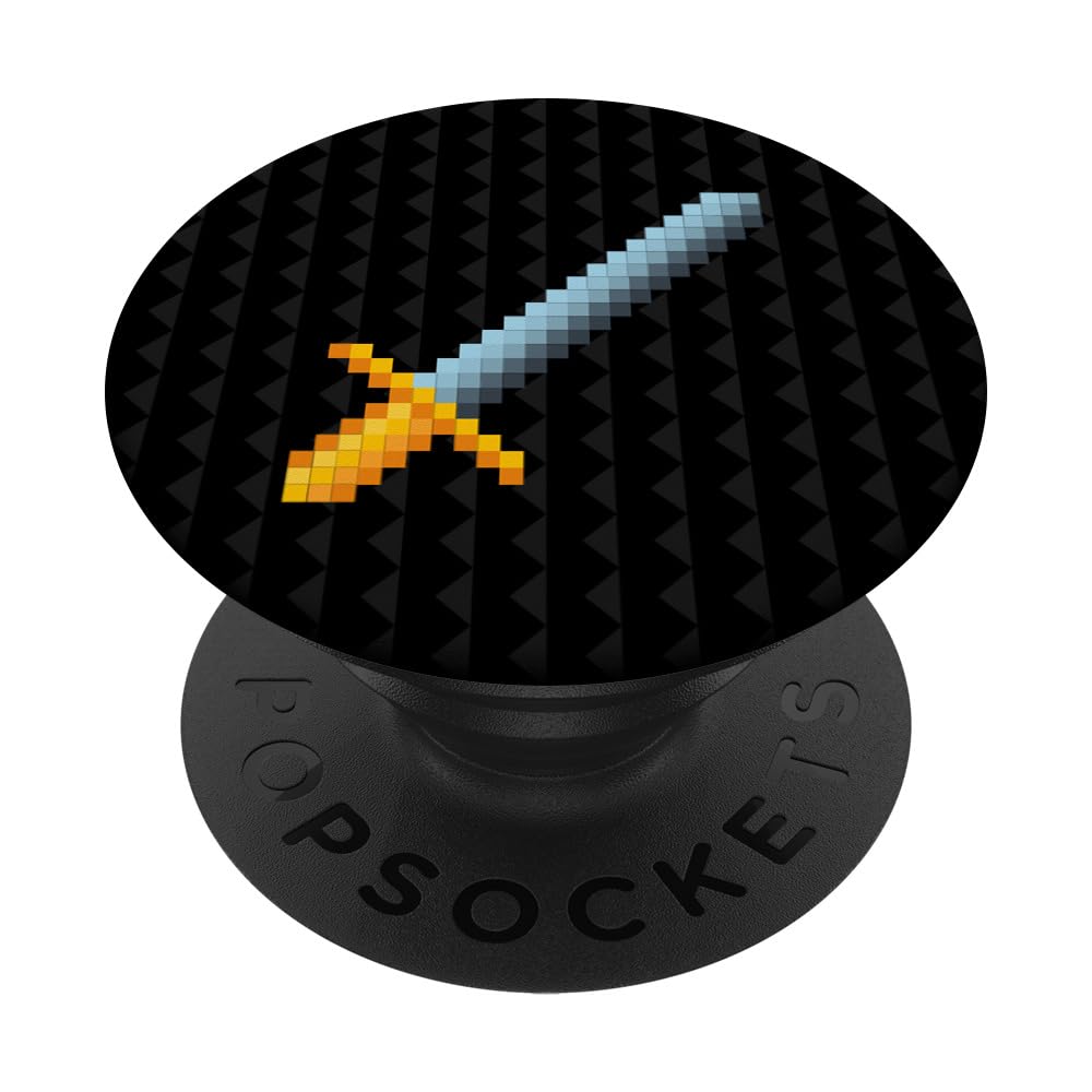 Pixel Sword Gamer PopSockets - Adhesive Phone Grip & Stand for Gaming Phones - Perfect for Kids, Boys & Mobile Gamers - Great for Gaming, School & Everyday Use