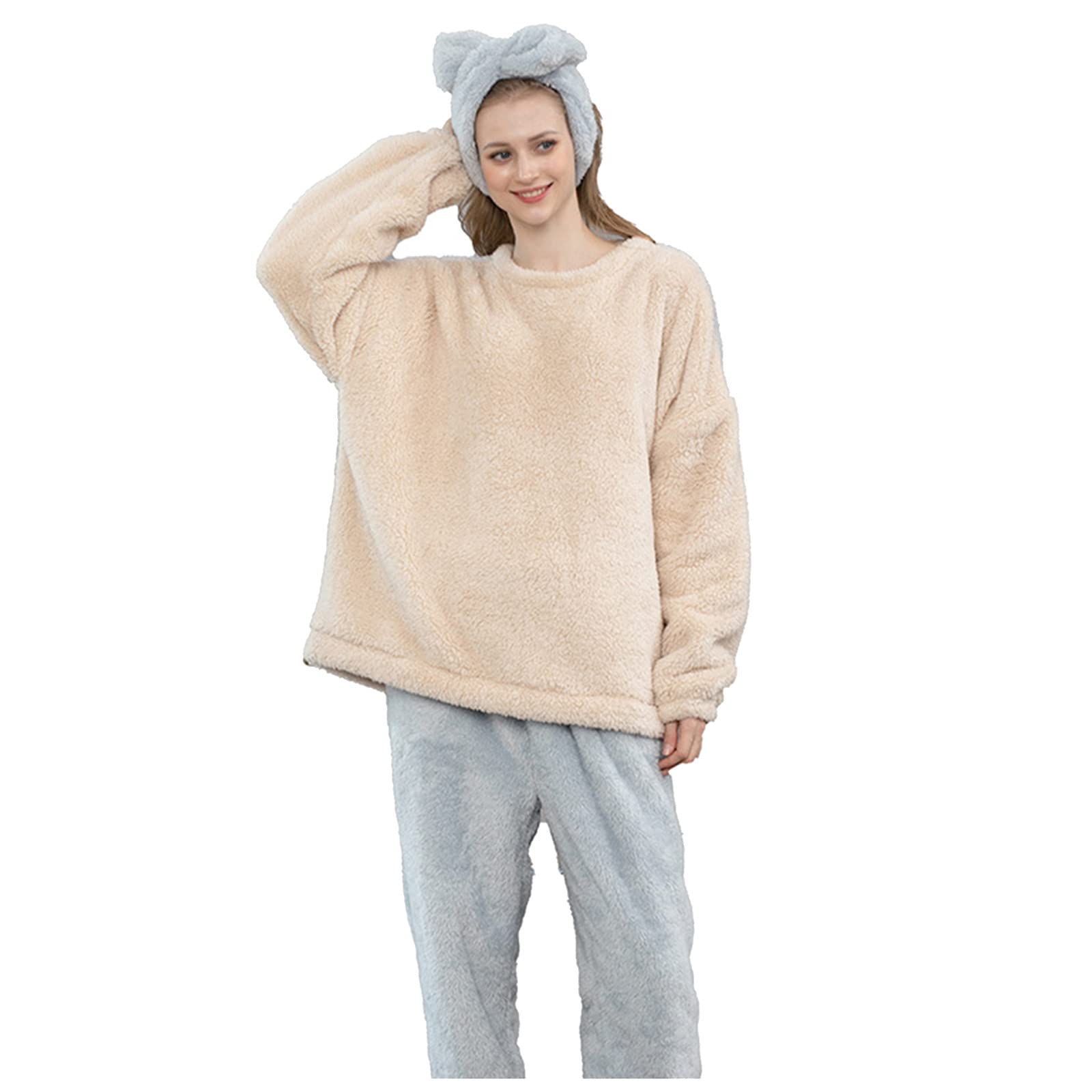 Women's Winter Fleece Pajama Set - Soft Flannel Plush 2-Piece Sleepwear for Cold Nights | Cozy Loungewear for Home & Sleep