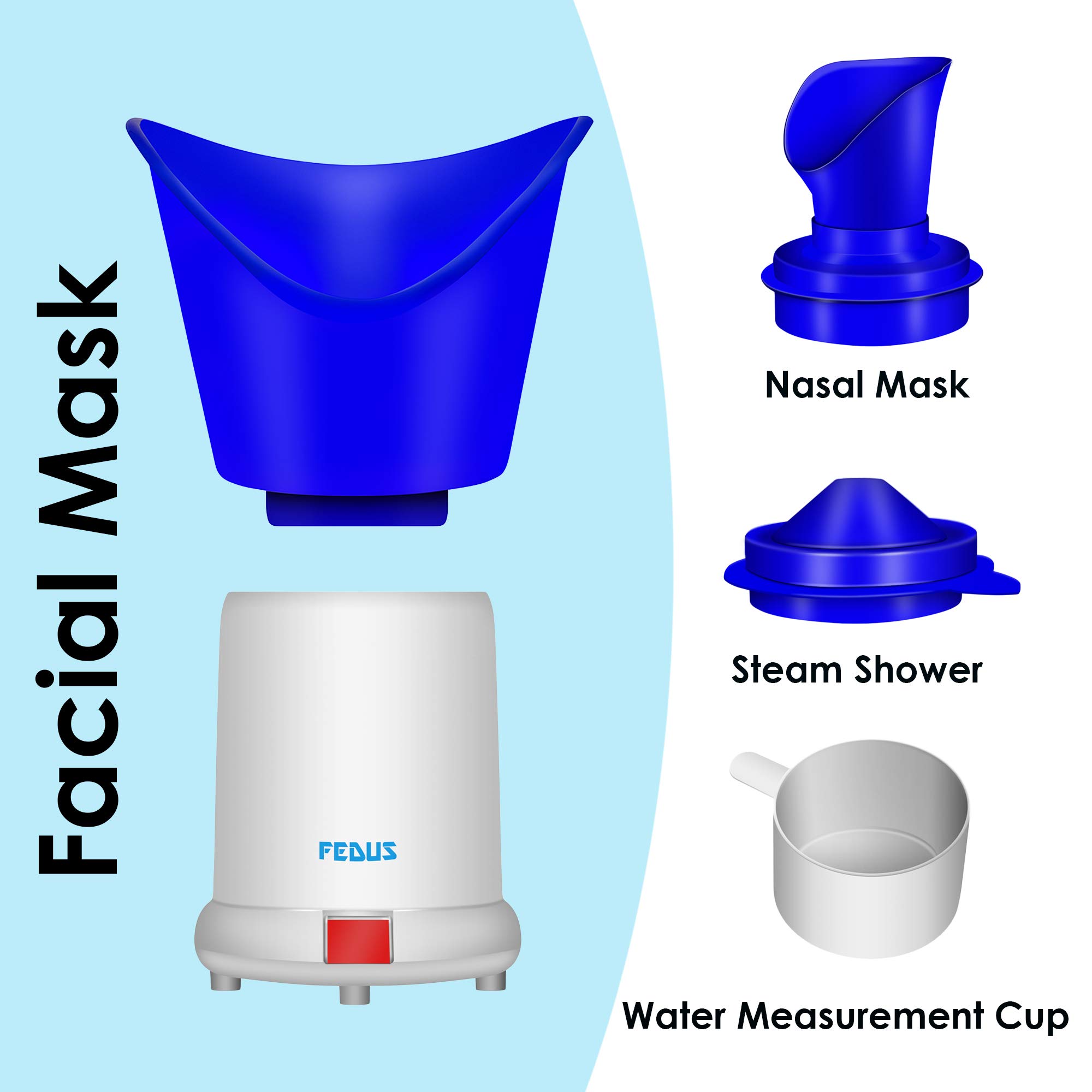 FEDUS Vaporizer Steamer for Kids & Adults - Portable Steam Inhaler for Cold, Cough & Sinus Relief | Facial Steamer for Skin Care & Nasal Congestion | Home & Travel Use for Respiratory Health & Beauty