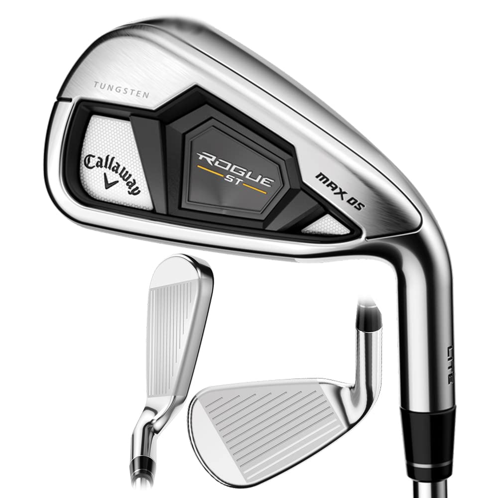 Callaway Golf Rogue ST Max OS Lite Iron Set - Premium Forged Golf Clubs for Men & Women | High Launch & Forgiveness | Perfect for Beginners & High Handicappers | Use on Fairways, Rough & Driving Range