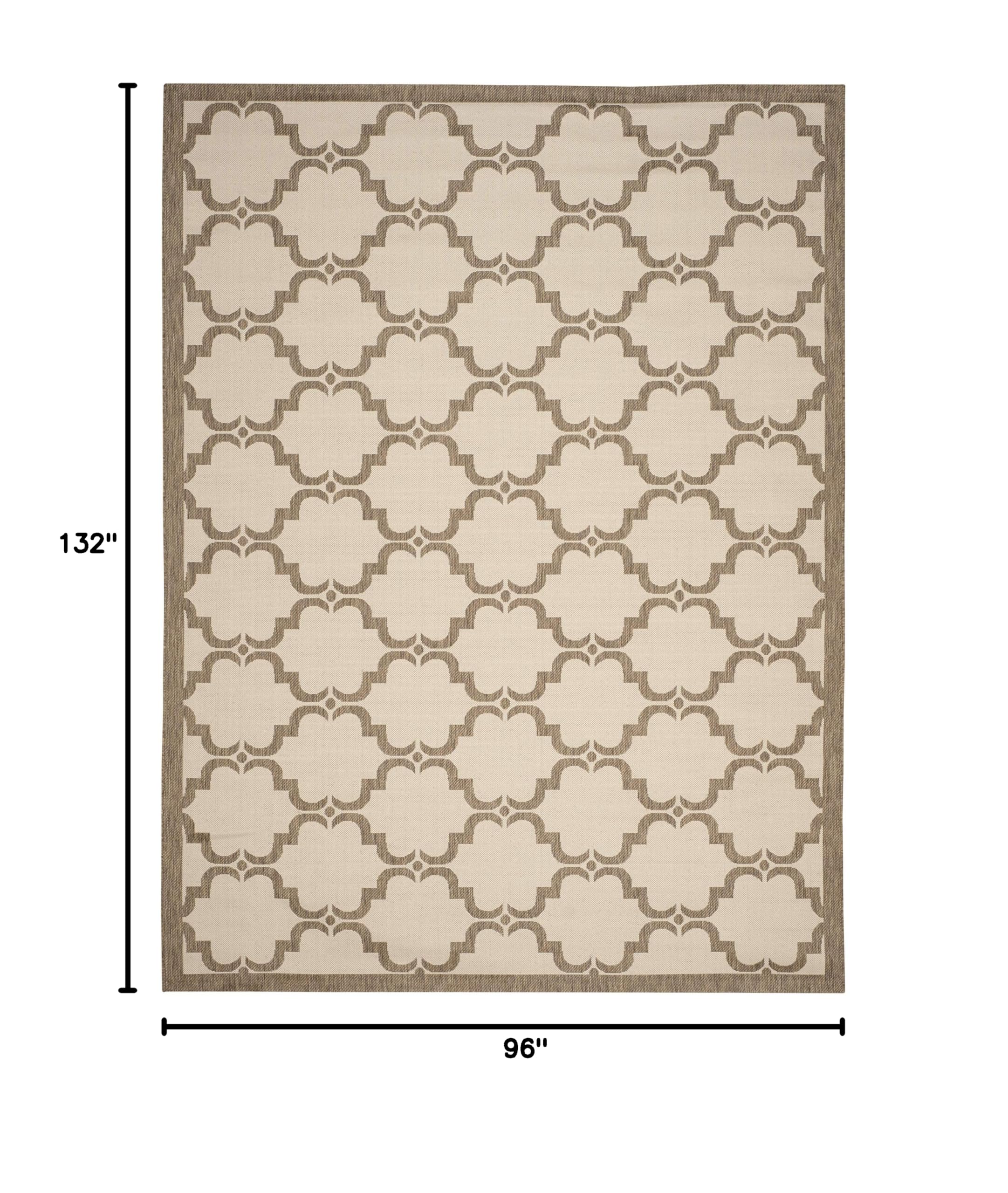 SAFAVIEH Courtyard Collection 8' x 11' Beige & Brown Trellis Design Indoor Outdoor Area Rug - Non-Shedding, Washable, Easy Care - Perfect for Patio, Backyard, Mudroom, Living Room & Bedroom (CY6009-232)
