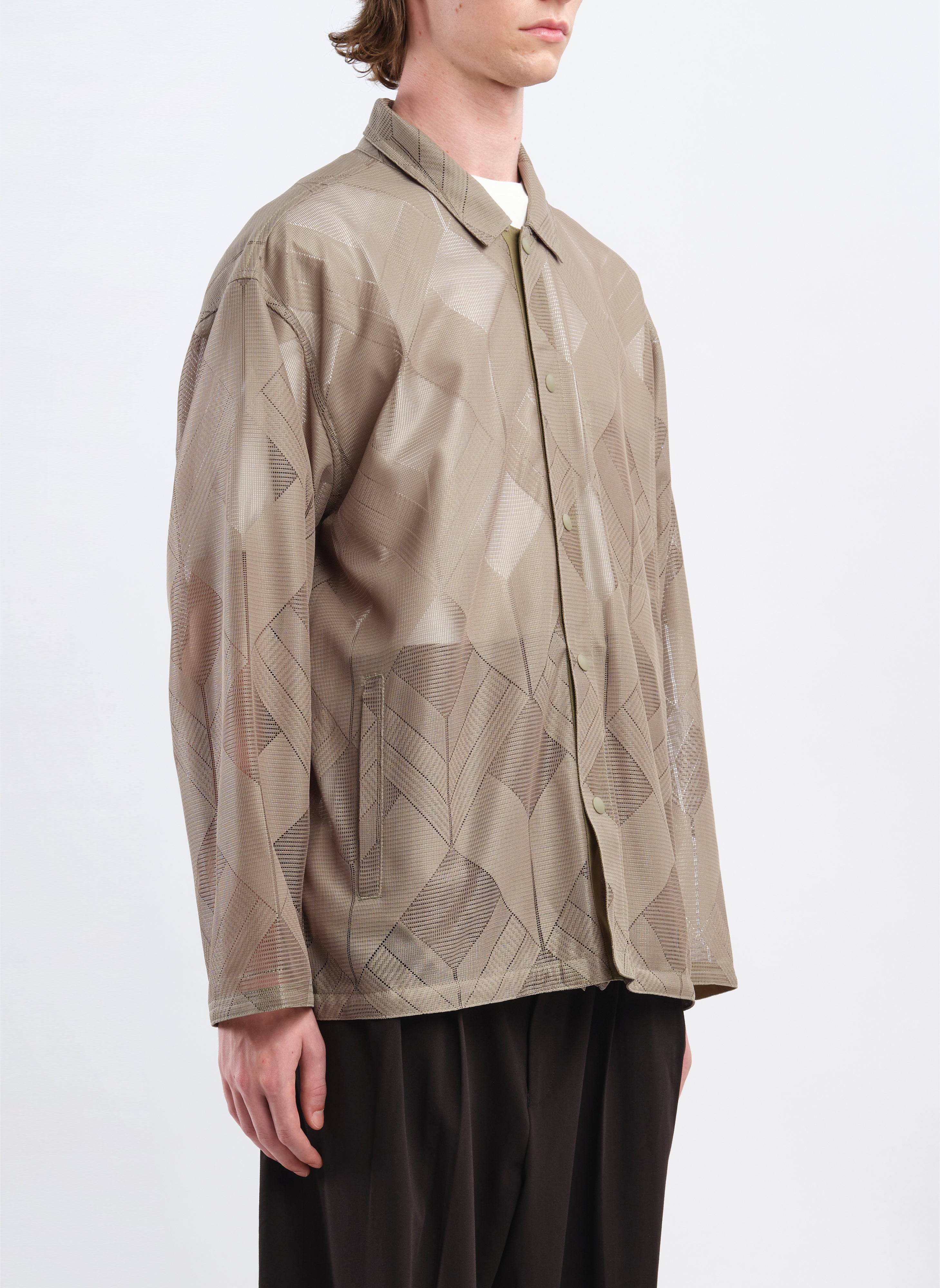 Stylish Polyester Geometric Jacquard Coach Jacket for Men & Women - Lightweight Windbreaker for Outdoor Sports, Casual Wear & Street Fashion