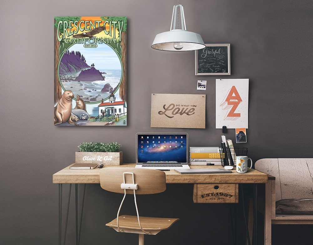 Crescent City California Wall Art - 12x18 Wrapped Canvas Print, Coastal Landscape Decor for Living Room & Bedroom | Lantern Press