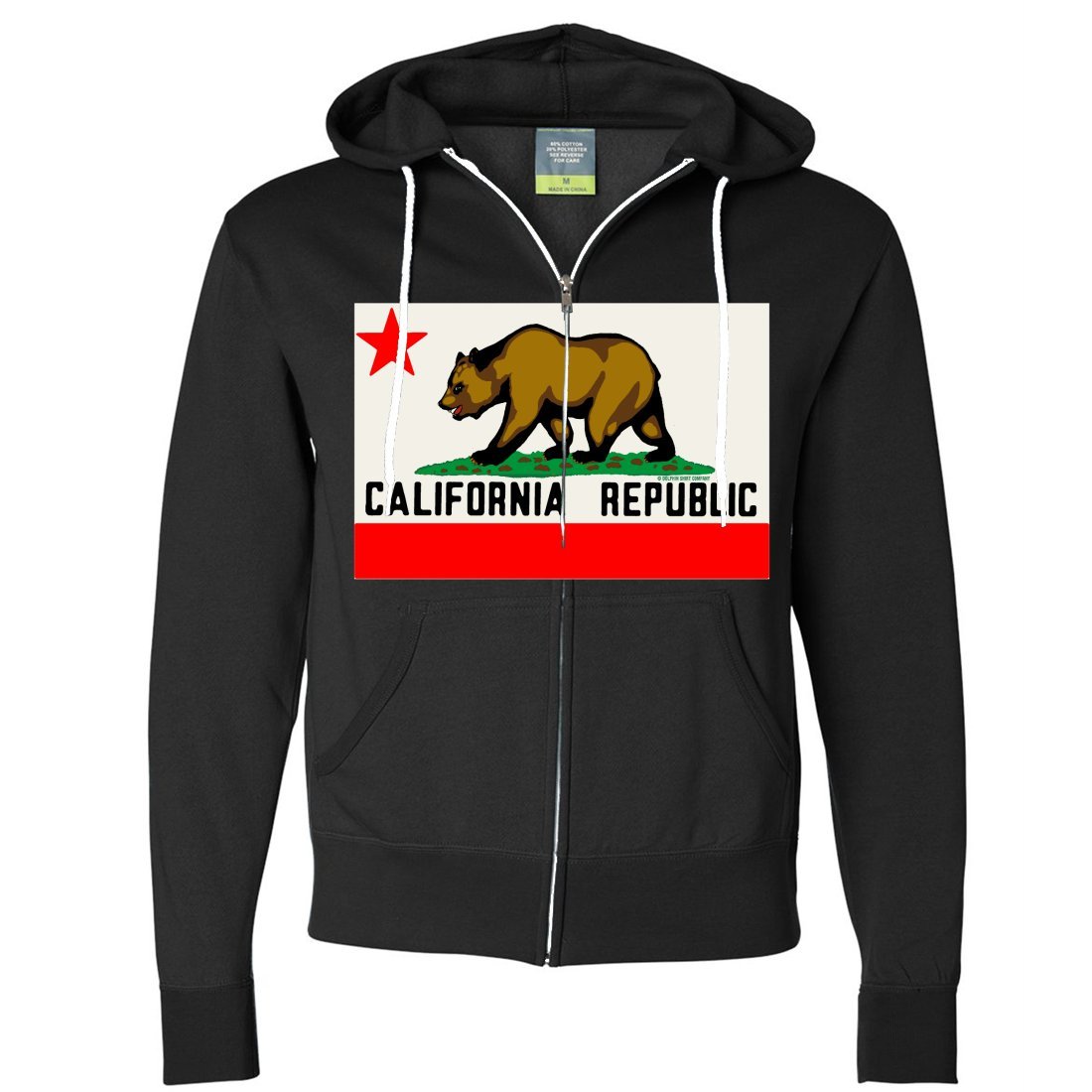 California Republic Original Bear Flag Zip-Up Hoodie for Men & Women | Vintage Style Pullover Sweatshirt | Casual Wear, Outdoor Activities & College Spirit