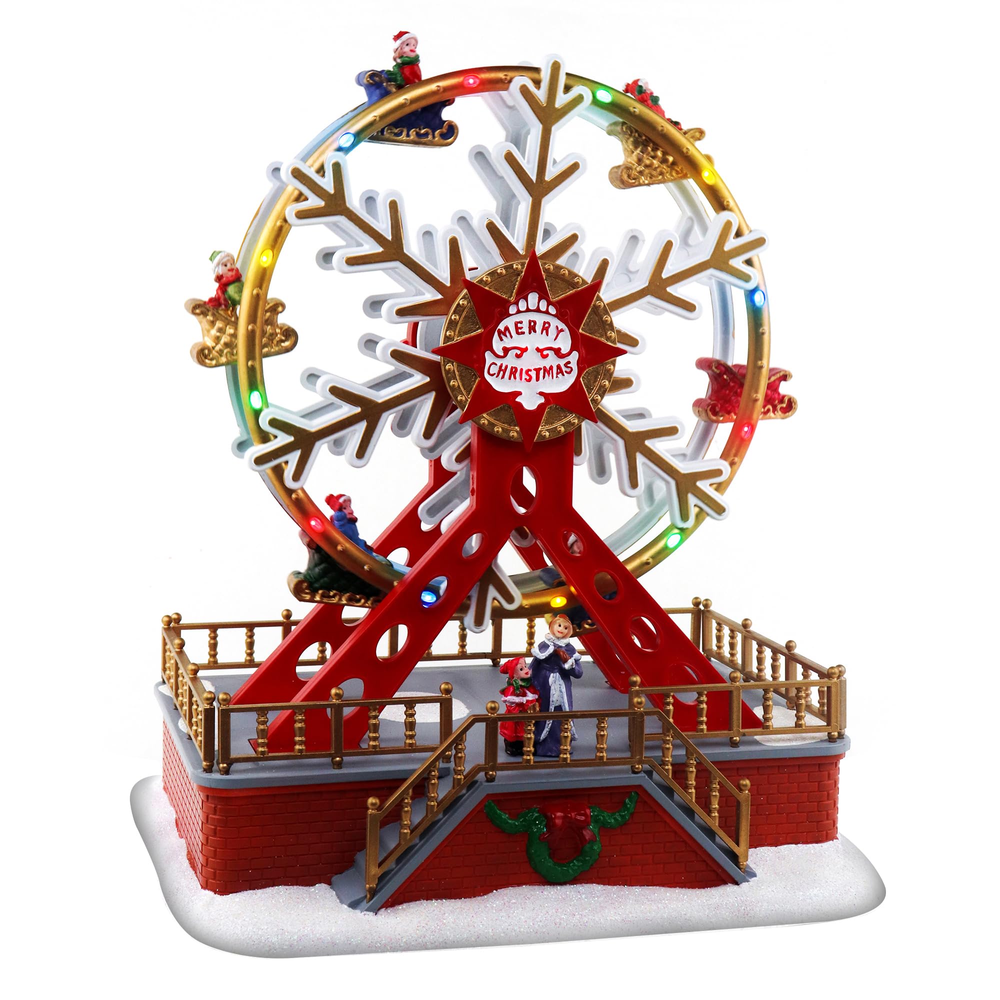 Animated Pre-lit Musical Christmas Ferris Wheel Village - 11