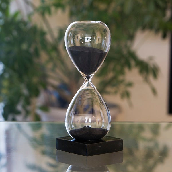 30 Minute Modern Glass Timer - Tall, Elegant Kitchen Timer for Cooking, Baking, and Productivity (Black, White, Gold) | Perfect for Home, Office, and Classroom Use