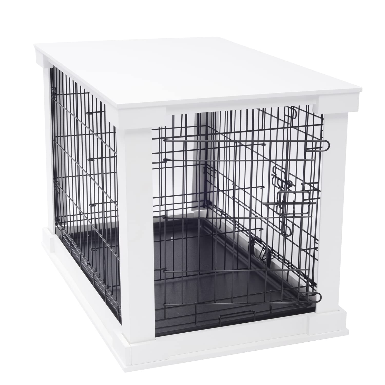 Zoovilla White Dog Cage with Crate Cover - Medium Size Dog Kennel for Small to Medium Dogs | Perfect for Home, Travel & Vet Visits