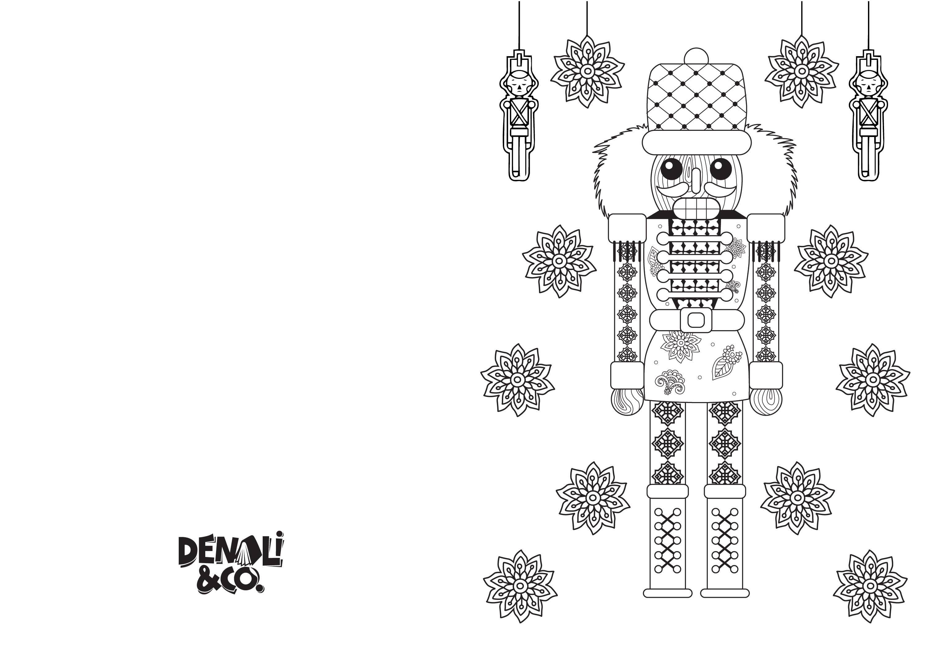 Christmas Nutcracker Coloring Card - Printable Holiday Greeting Card for Kids & Adults - Perfect for DIY Crafts, Gifts & Festive Decorations
