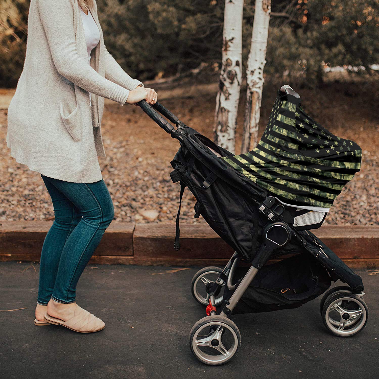 Breathable Camouflage Baby Nursing Cover - Military Green Camo Car Seat Canopy for Breastfeeding Privacy, 4th of July & Country Style | Multi-Use Infant Car Seat Cover for Newborns & Toddlers (Boys & Girls) - Perfect for Outdoor Adventures, Travel & Daily Use