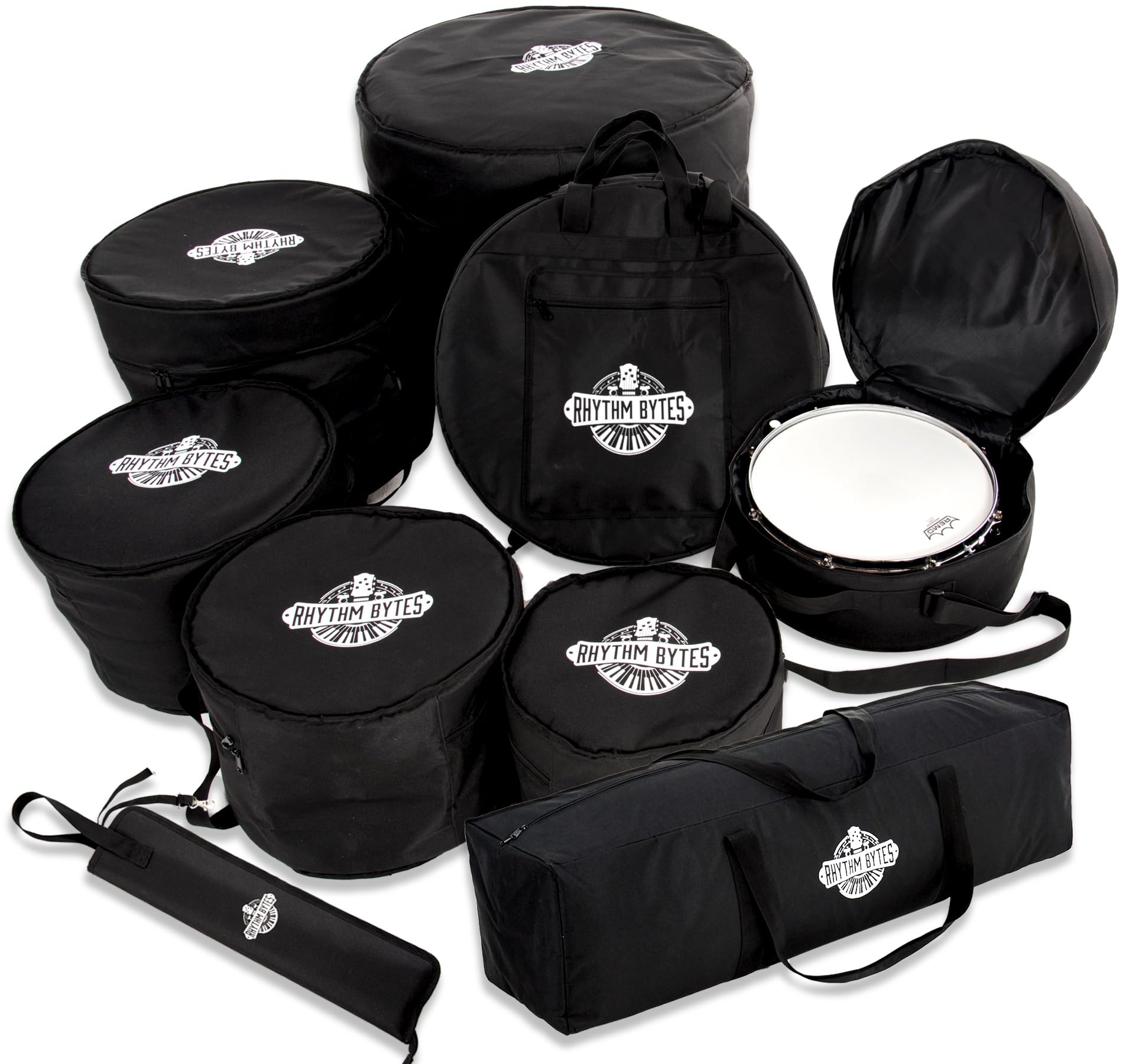 Premium All-In-One Drum Case Set - 10mm Thick Padding for 10