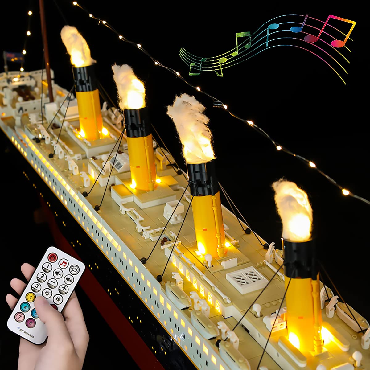 Hosdiy Remote Control Sound and Light Kit for Titanic Ship - Compatible with Lego 10294 - LED Lighting Set (Light Only, No Model) - Perfect for Lego Titanic Display, Model Ship Decoration, and Collectible Lighting Effects