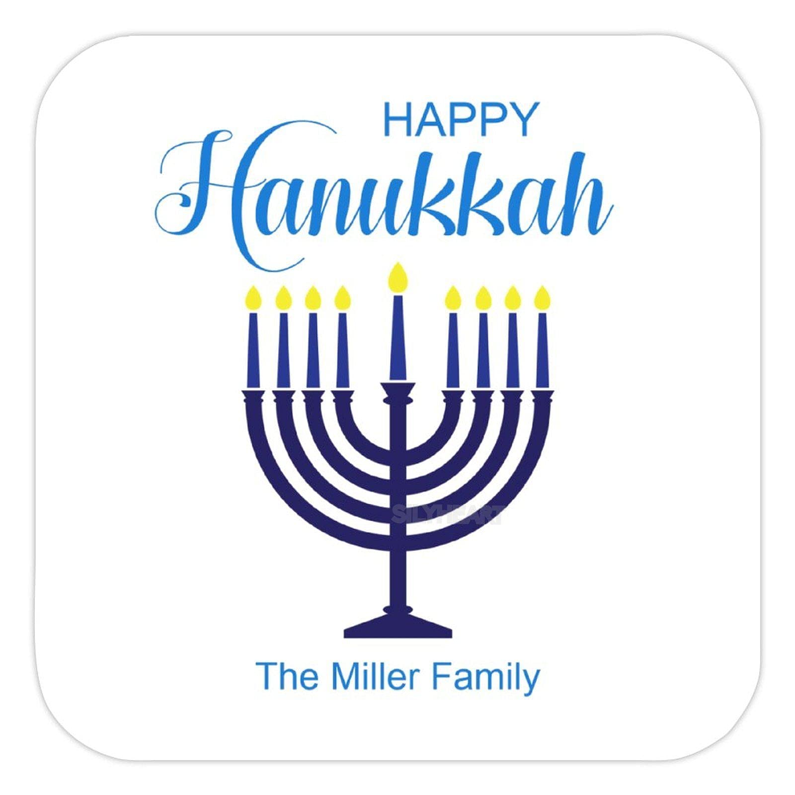 Personalized Hanukkah Stickers - Custom Name Envelope Seals, Square Vinyl Labels, Happy Hanukkah Party Decorations (Pack of 100) - Perfect for Gift Wrapping, Holiday Cards & Jewish Festival Celebrations