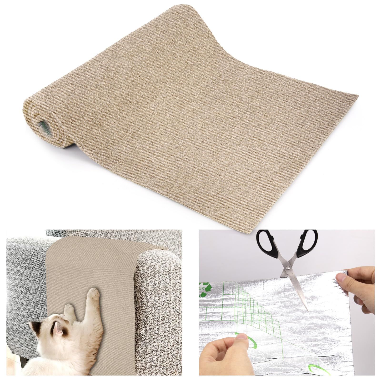 Self-Adhesive Cat Scratch Protector for Couch & Furniture - DIY Wall-Mounted Cat Scratching Mat & Pad - Durable Anti-Scratch Solution for Cats - Perfect for Sofa Protection & Cat Climbing Activities
