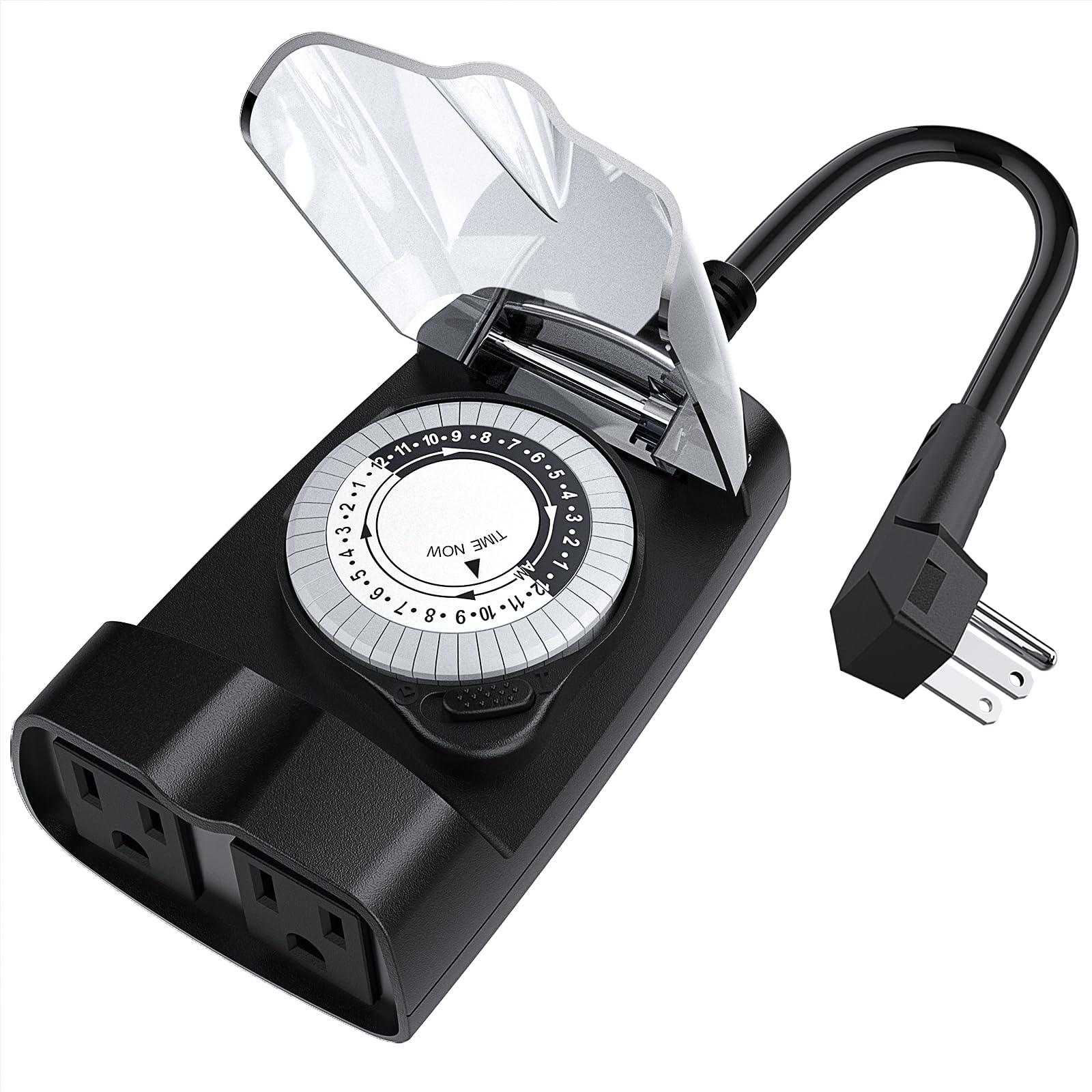 G-Homa 24 Hour Heavy Duty Outdoor Mechanical Timer - Waterproof Light Timer with 2 Grounded Outlets, 15A 1/2HP, ETL Listed - Perfect for Garden Lights, Holiday Decorations & Pool Pumps