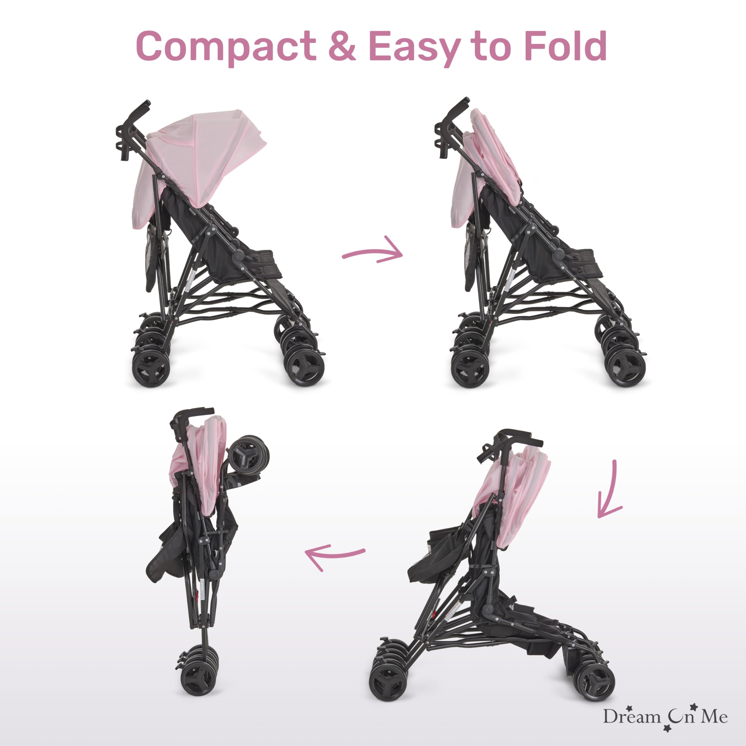 Dream On Me Twin Venture Umbrella Stroller - Lightweight Compact Double Stroller for Toddlers & Infants, Pink | Perfect for Travel, Shopping & Everyday Use