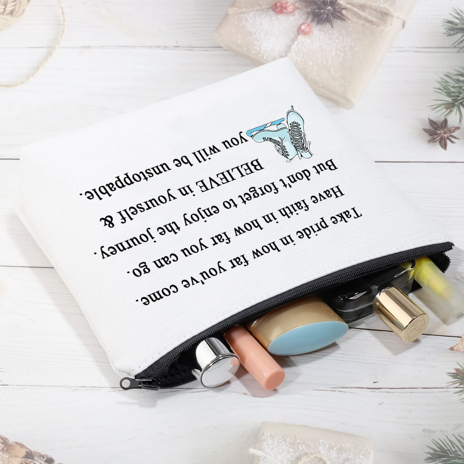 CMNIM Figure Skating Makeup Bag - Ice Skater Gifts for Women & Girls - Waterproof Cosmetic Pouch - Perfect for Skating Competitions, Practice & Travel Accessories