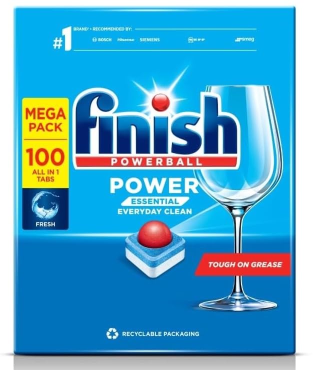 Finish All in 1 Dishwasher Tablets - 100 Count | Powerful Cleaning for Tough Stains | Perfect for Daily Dishwashing & Large Families