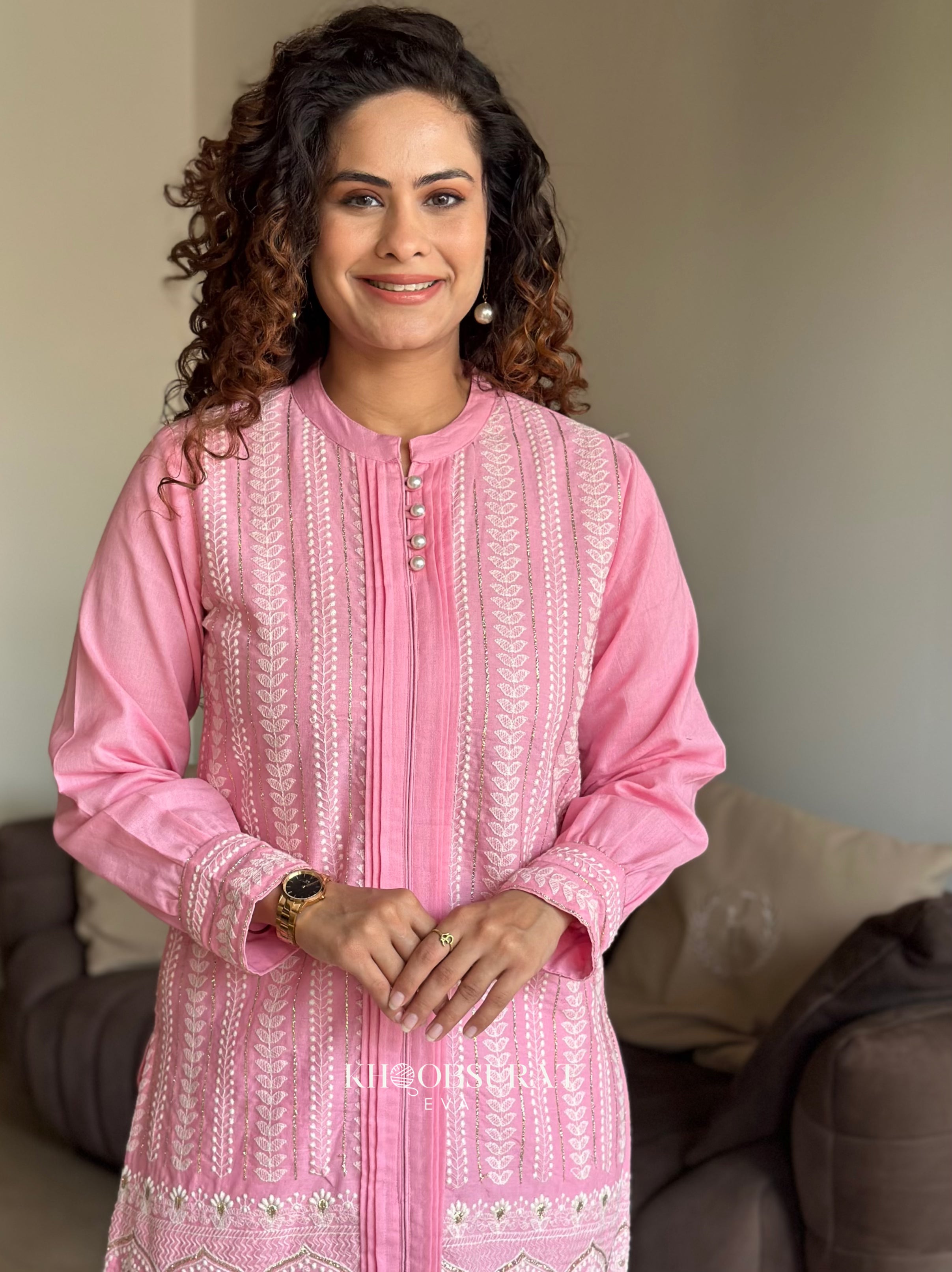 Dream Girl Pink Embroidered Kurta Set for Women - Traditional Indian Ethnic Wear for Festivals & Weddings - Perfect for Diwali, Eid & Special Occasions