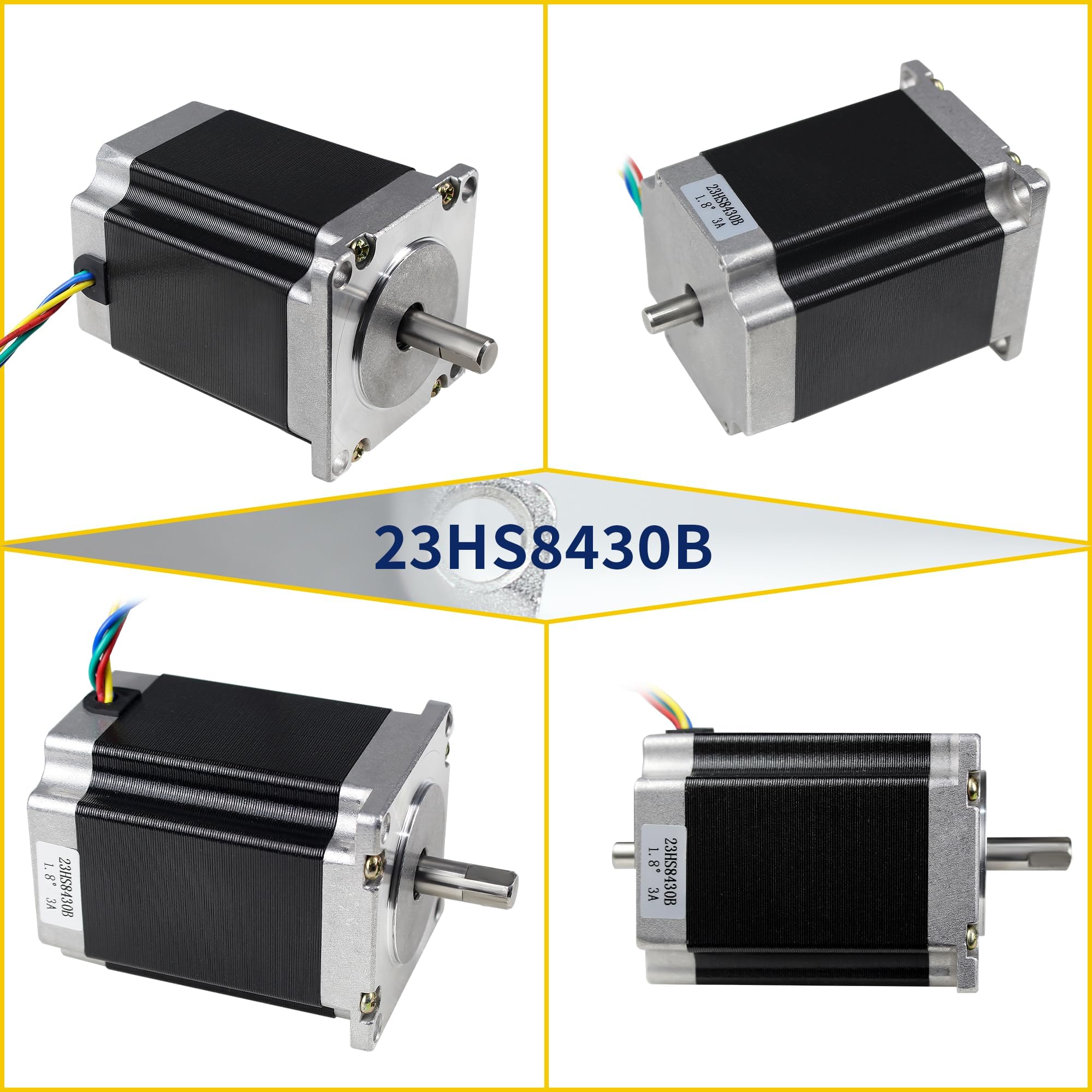 Nema23 Stepper Motor 76mm Dual Shaft 3A 270oz-in 4 Lead Wire - High Torque CNC Router, Engraving Machine, Milling & 3D Printer Motor | Perfect for DIY CNC Projects, Laser Cutters, and Automation Systems