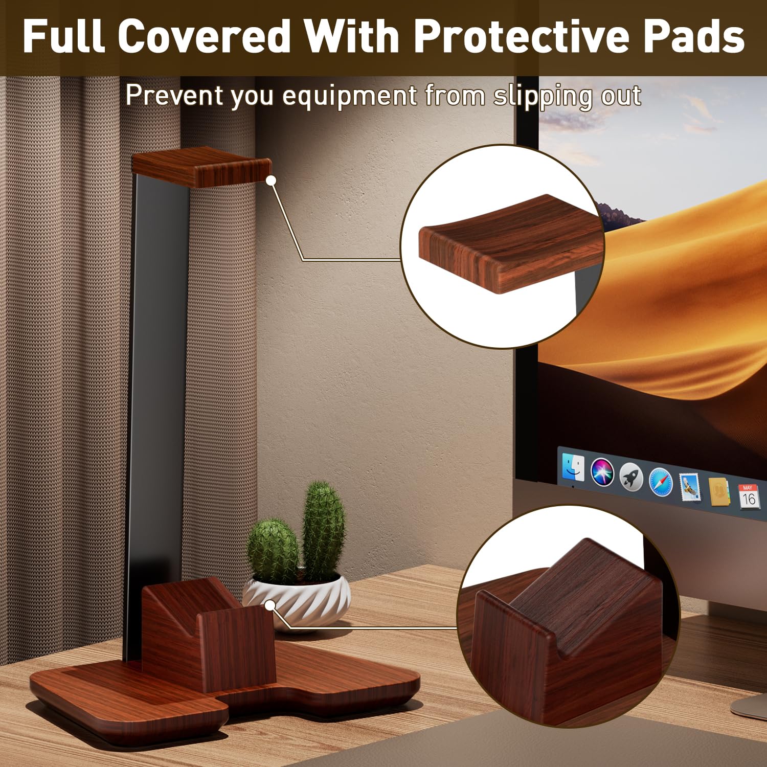 Premium Wooden Controller & Headphone Stand - Gaming Desk Organizer for PC, PS5, Xbox Accessories - Perfect for Gaming Setup & Office Workspace