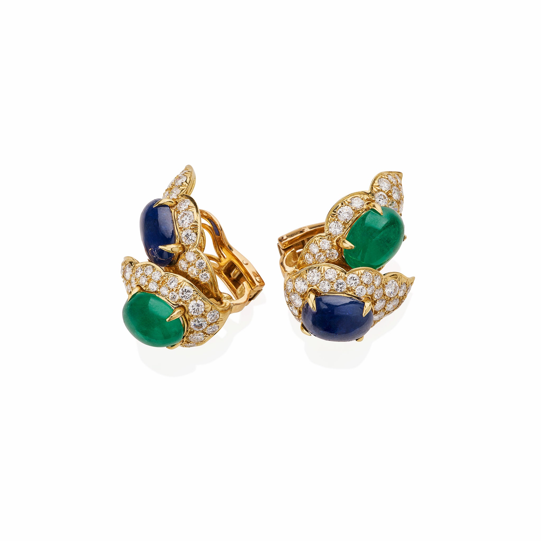 Bulgari Emerald & Sapphire Clip-On Earrings for Women | Luxury Jewelry for Parties, Weddings & Special Occasions