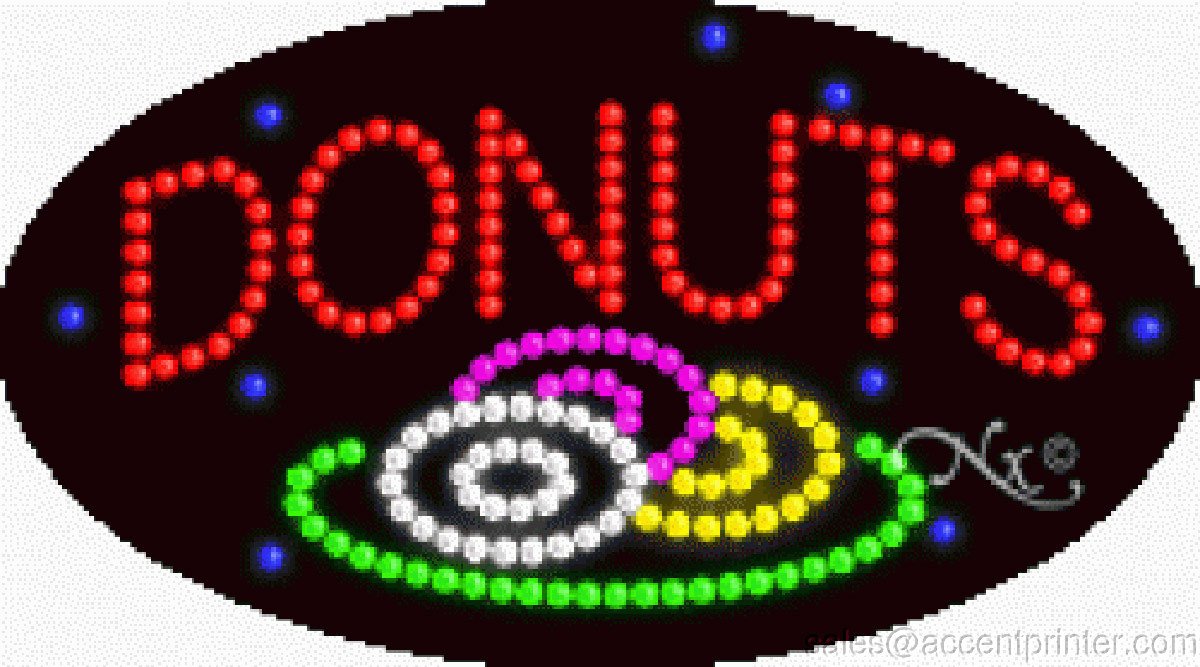 Energy Efficient LED Donut Sign with Flashing & Animated Effects - Perfect for Bakeries, Cafes, and Donut Shops