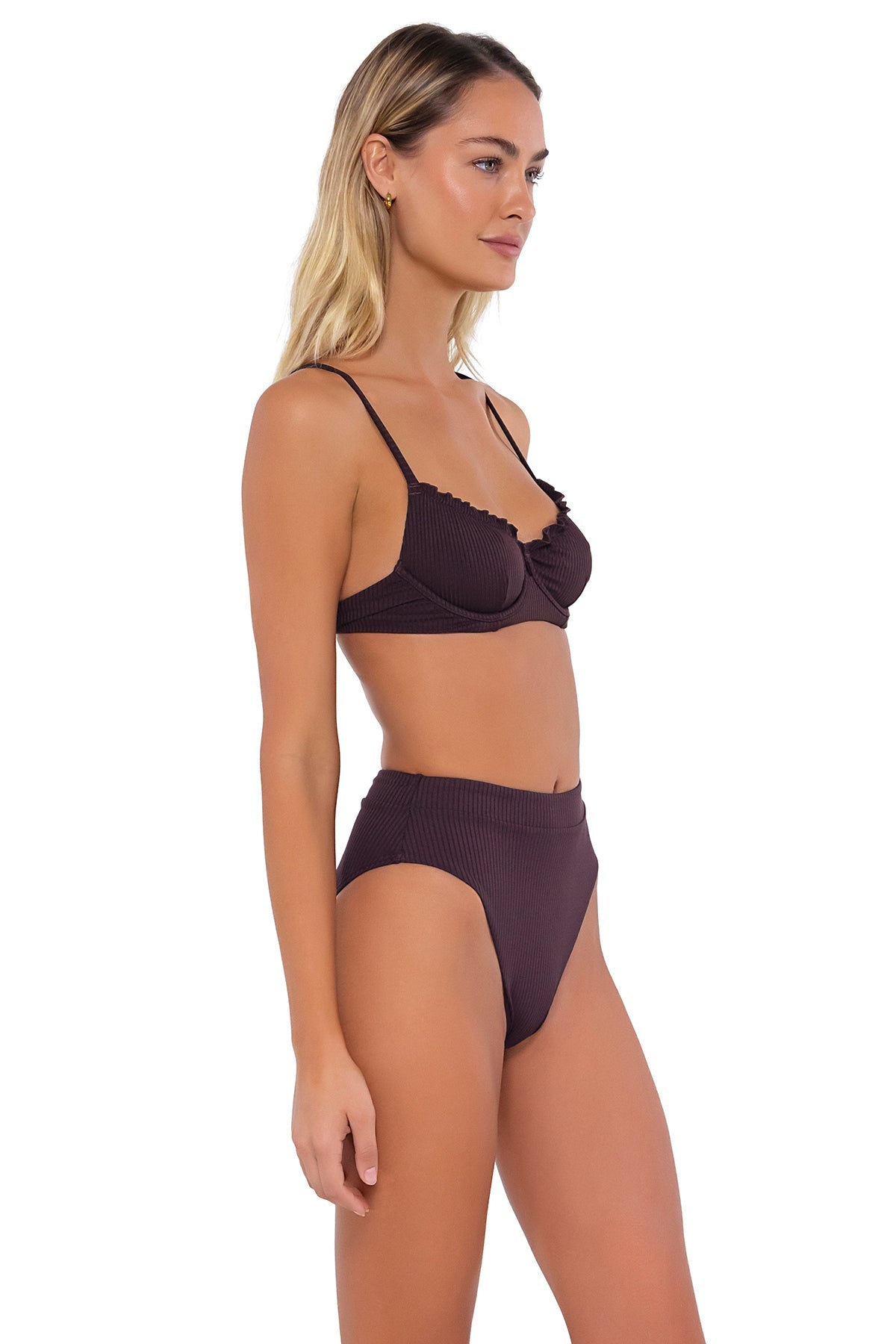 B Swim Java Flat Rib Lyra Bikini Top - Women's Stylish Swimwear for Beach & Pool - Perfect for Summer Vacations, Surfing, and Sunbathing