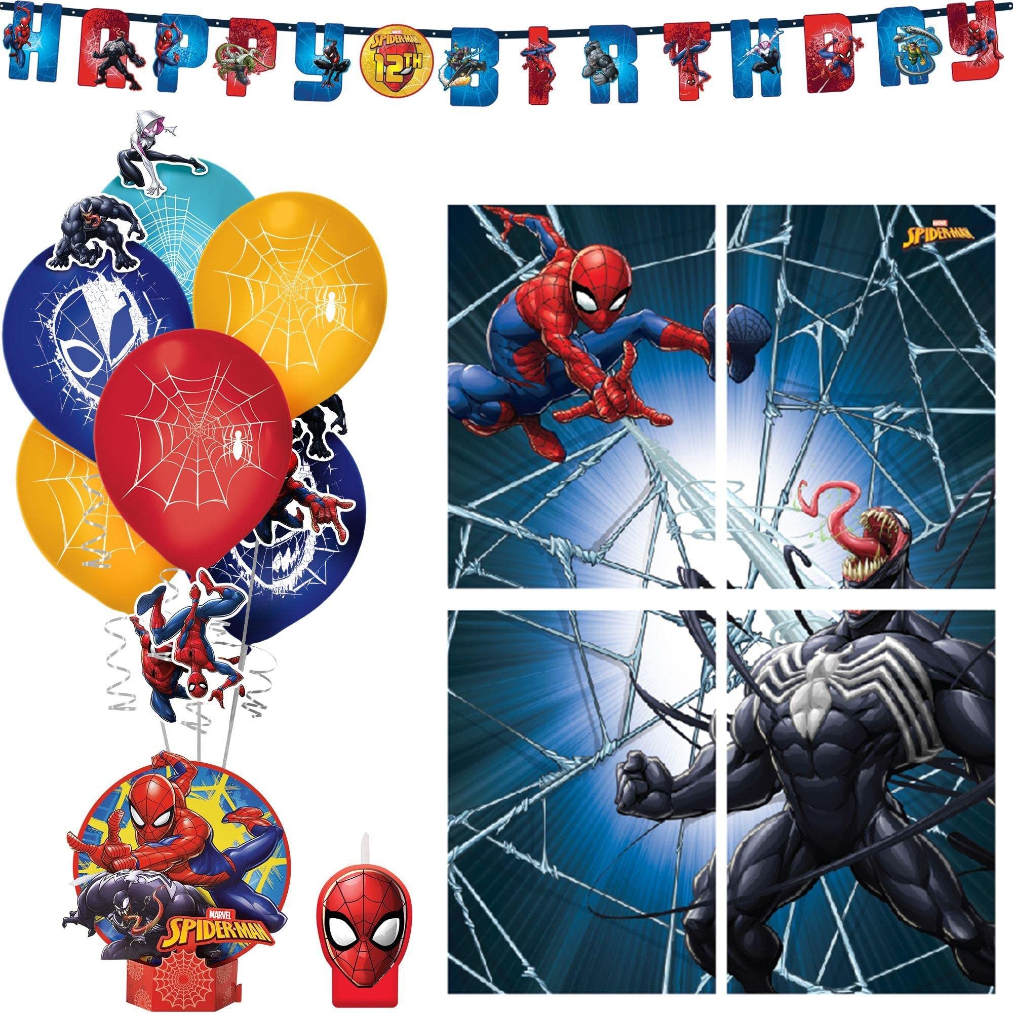 Spider-Man Party Decorations Set - Webbed Wonder Room Decor with Banners, Balloons & Scene Setter | Perfect for Birthday Parties, Superhero Themed Events & Kids Room Decorations