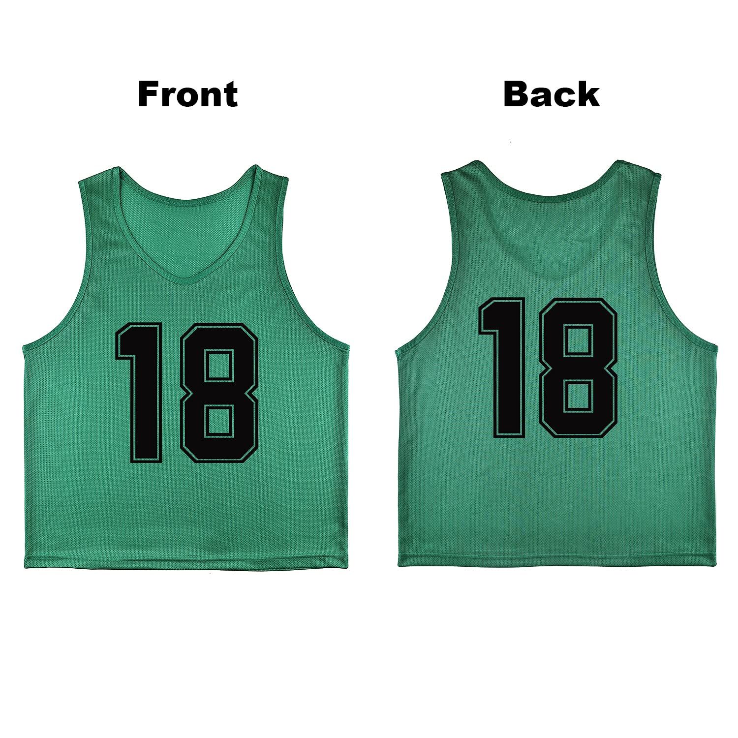 12-Pack Numbered (13-24) Reversible Soccer Training Vests - Breathable Mesh Pinnies with Free Carry Bag for Team Sports, Practice & Youth Soccer Drills