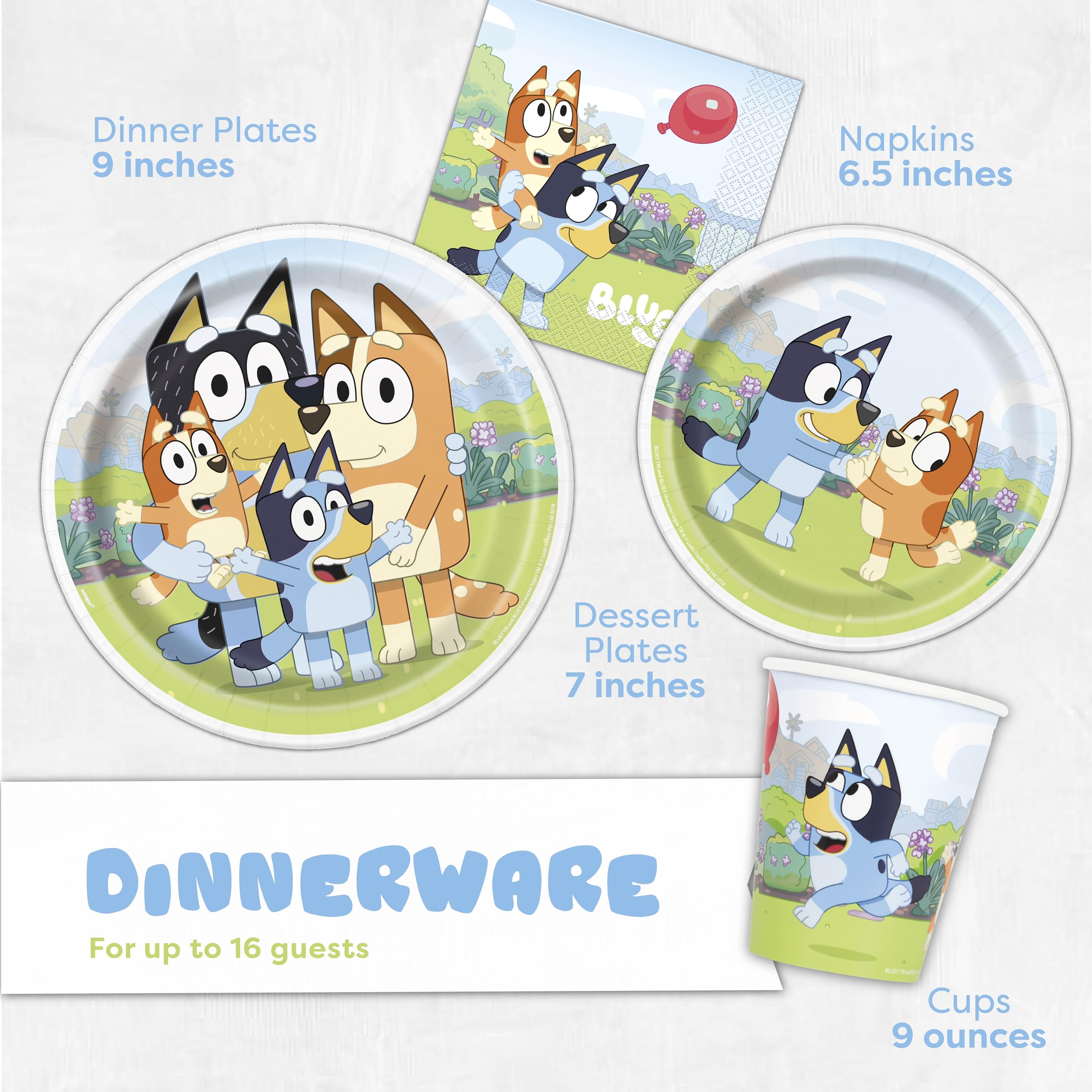 Bluey Birthday Party Supplies Set - Bluey Themed Table Cover, Plates, Cups, Napkins & Buttons for Kids Birthday Decorations | Perfect for Bluey Themed Parties, Baby Showers & Family Gatherings