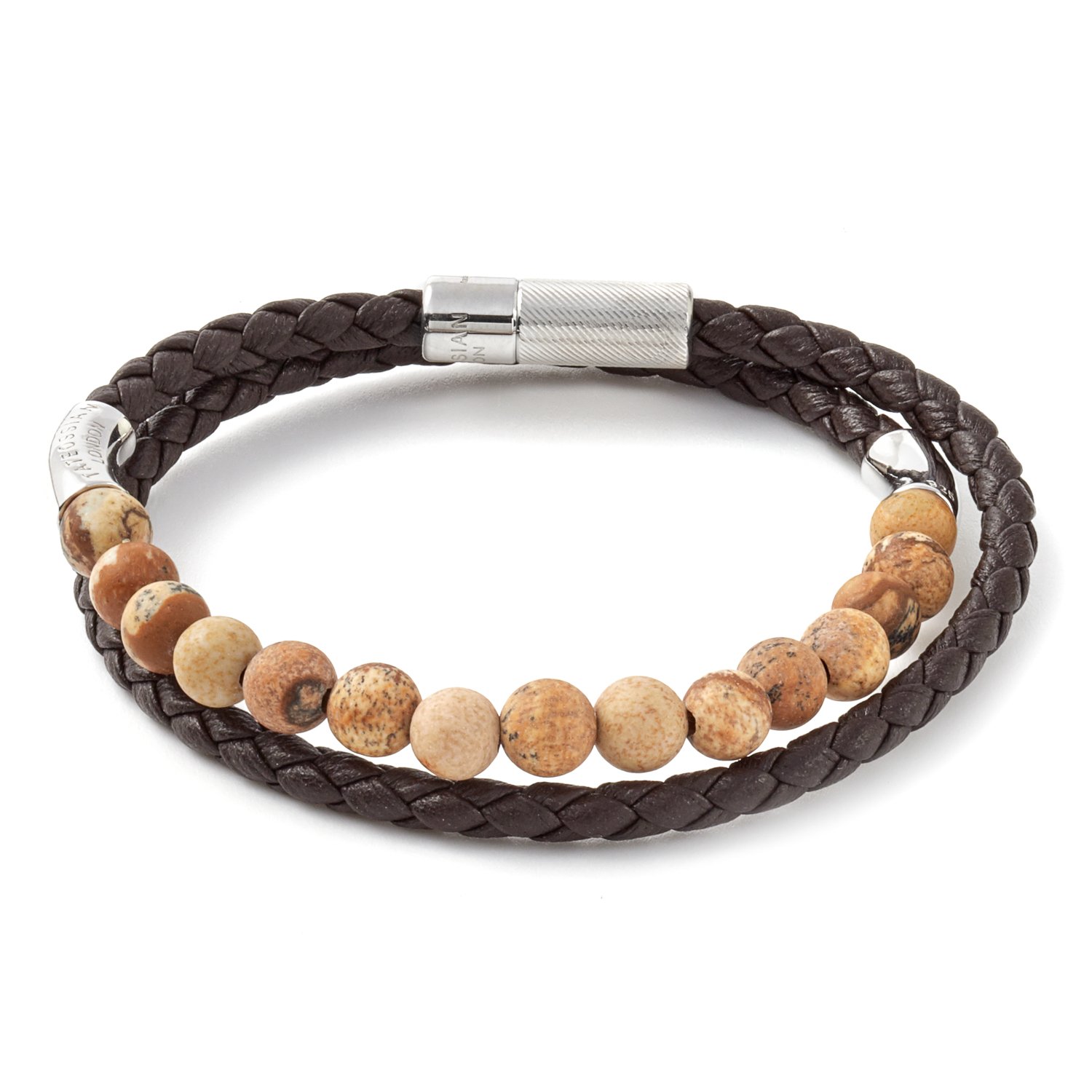 Men's Havana Silver Bracelet - Italian Braided Leather Cuff for Men - Stylish Accessory for Casual, Business & Date Night Outfits