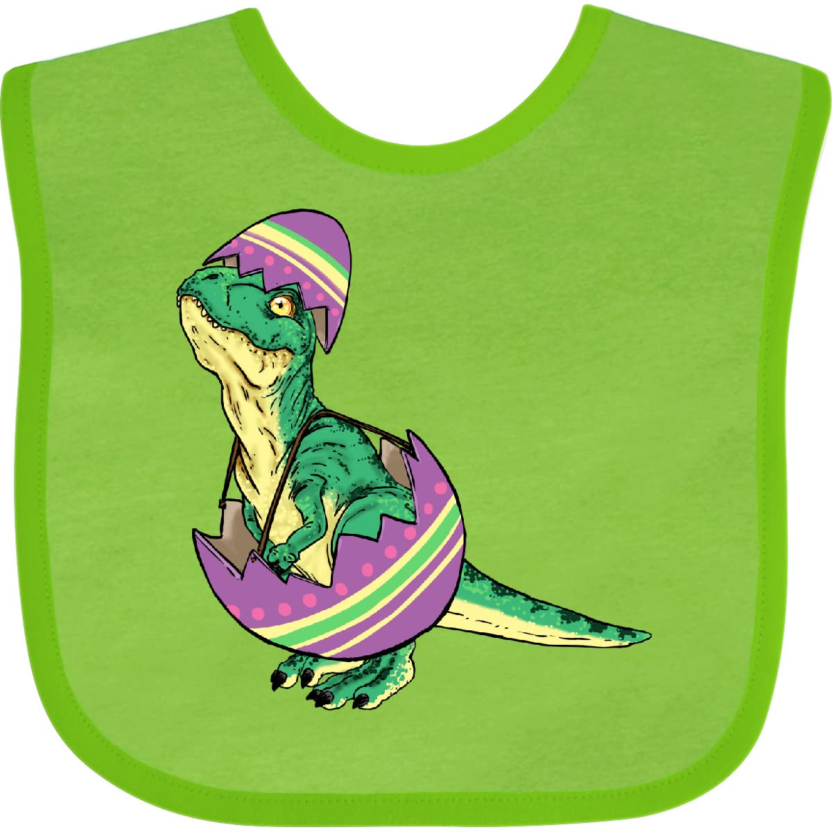 Inktastic Easter Baby T-Rex in Easter Egg Dinosaur Bib - Soft Cotton Drool Bib for Infants & Toddlers - Perfect for Easter Celebrations, Baby Showers, and Dinosaur-Themed Parties