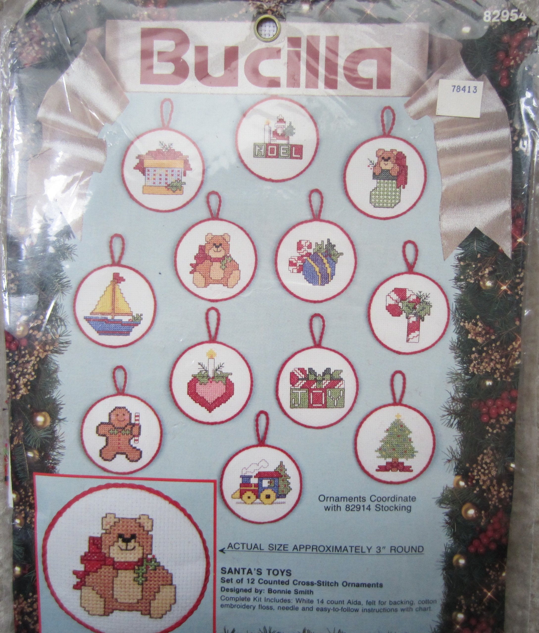 Santa's Toys Counted Cross Stitch Kit - 12 Christmas Ornament Set for DIY Holiday Decorations | Perfect for Home Crafting, Gift Making & Festive Tree Decor