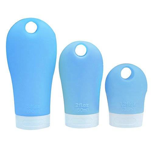 GiveYouLucky Portable Travel Bottles - Leak Proof Squeezable Silicone Tubes (38ml, Blue) | Refillable Travel Accessories for Shampoo, Body Wash & Liquids | Perfect for Air Travel, Gym & Camping Trips