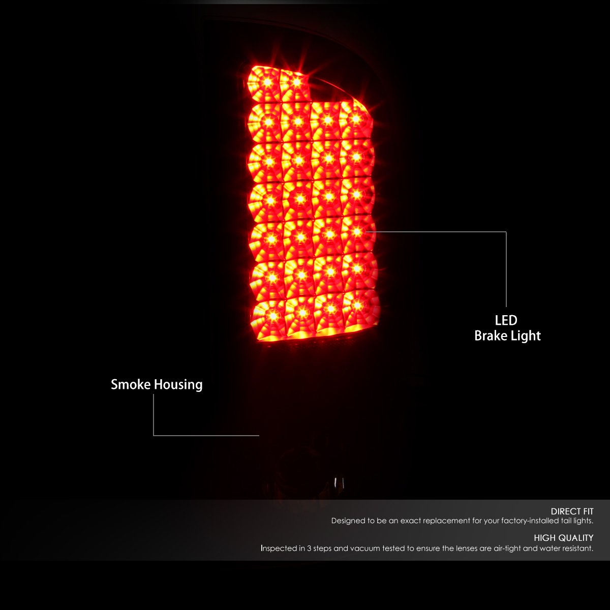 Auto Dynasty LED Tail Lights for 2002-2006 Dodge Ram 1500/2500/3500 - Smoked Black Housing Brake & Reverse Lamps (Driver & Passenger Side) - Upgrade Your Truck's Style & Night Visibility