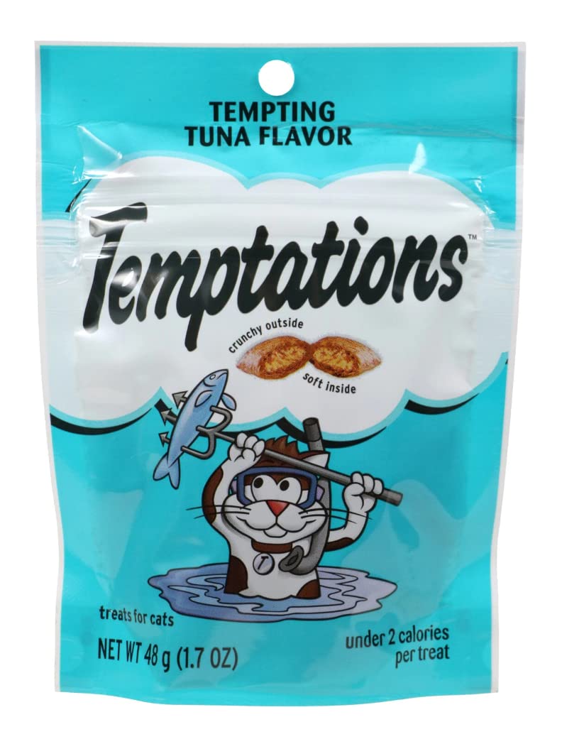 Temptations Tempting Tuna Cat Treats - 1.7 oz Crunchy & Soft Cat Snacks - Irresistible Flavor for Indoor & Outdoor Cats - Perfect for Training, Rewards & Bonding Time