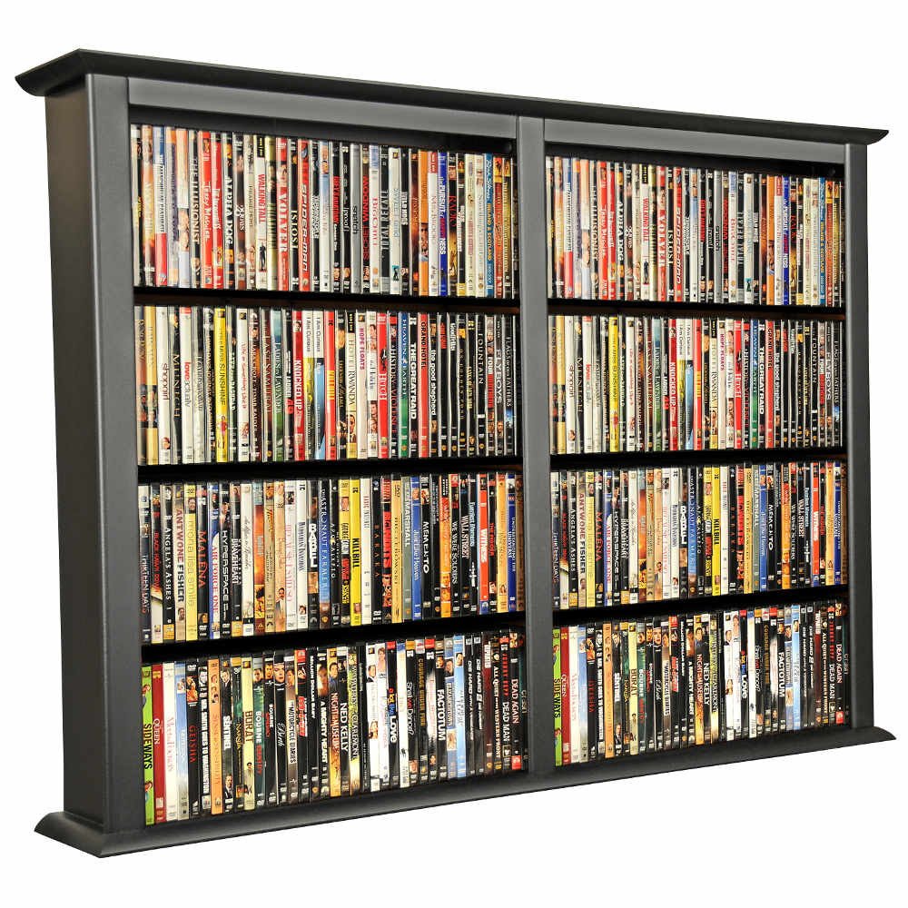 Venture Horizon Wall Mount Media Cabinet Double - Black | Modern TV Stand for Living Room, Bedroom & Home Theater | Space-Saving Entertainment Center with Storage
