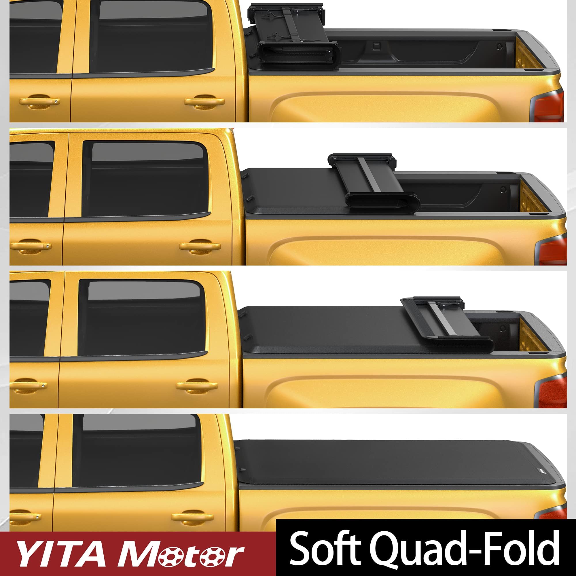 YITAMOTOR Soft Quad Fold Truck Bed Tonneau Cover for 2015-2025 Ford F150 F-150 5.5 ft Styleside Bed | Waterproof & Durable Truck Accessory | Perfect for Hauling, Camping & Outdoor Adventures
