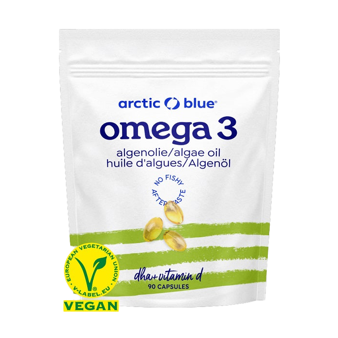 Arctic Blue Algae Oil DHA with Vitamin D - 90 Vegan Softgels for Brain, Heart & Bone Health - Supports Cognitive Function & Immune System - Perfect for Adults & Kids