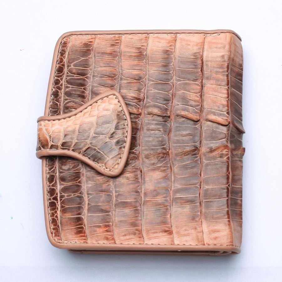 Two-Tone Old Rose Crocodile Embossed Women's Wallet - Luxury Leather Clutch for Everyday Use & Special Occasions