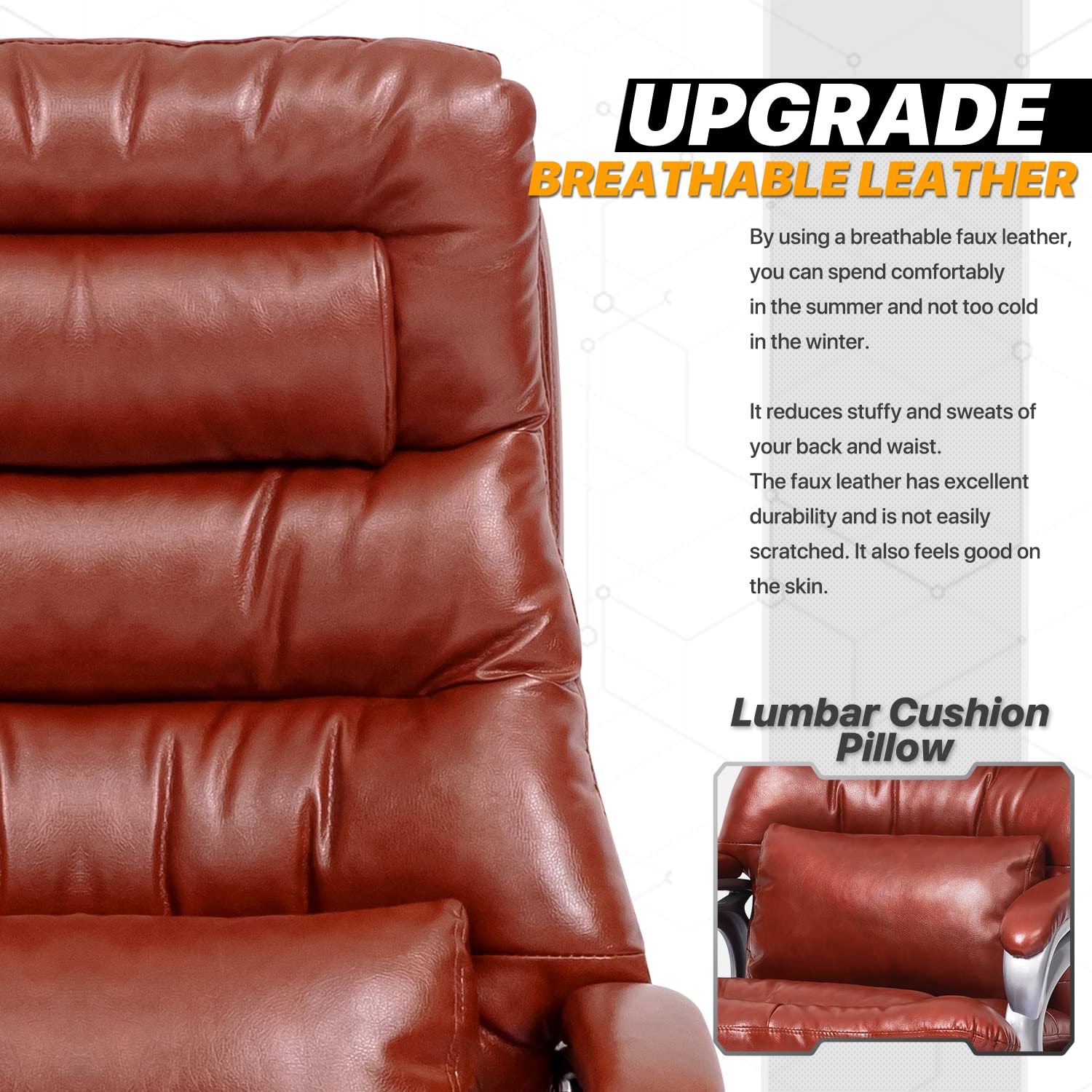 Premium Ergonomic Executive Office Chair - PU Leather Swivel Rolling Chair with Adjustable Height & Tilt, Padded Armrests (Brown) - Perfect for Home Office, Conference Rooms & Workspaces