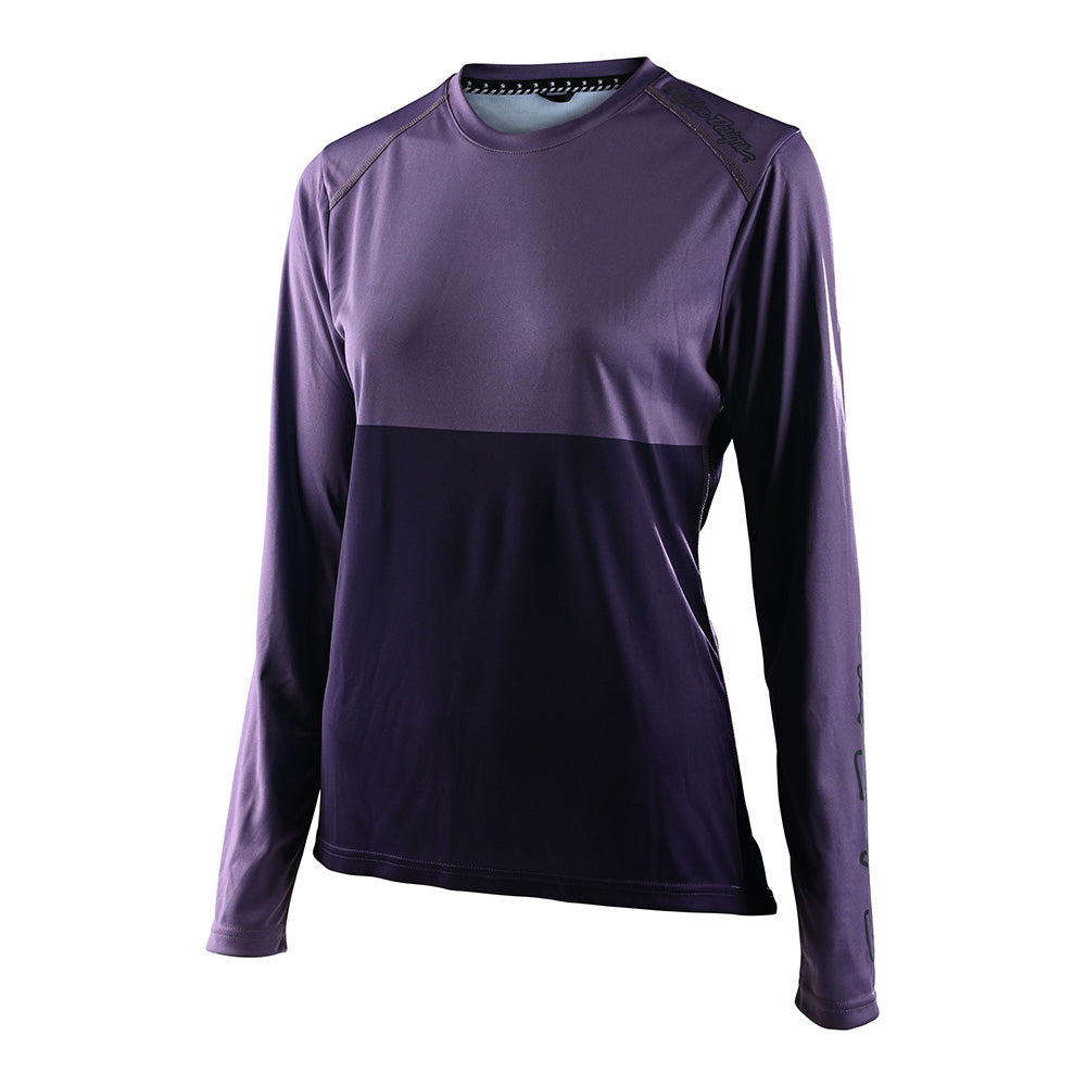 Lilium Women's Long Sleeve Jersey Top in Block Orchid & Purple - Perfect for Casual Wear, Office Outfits, and Everyday Comfort