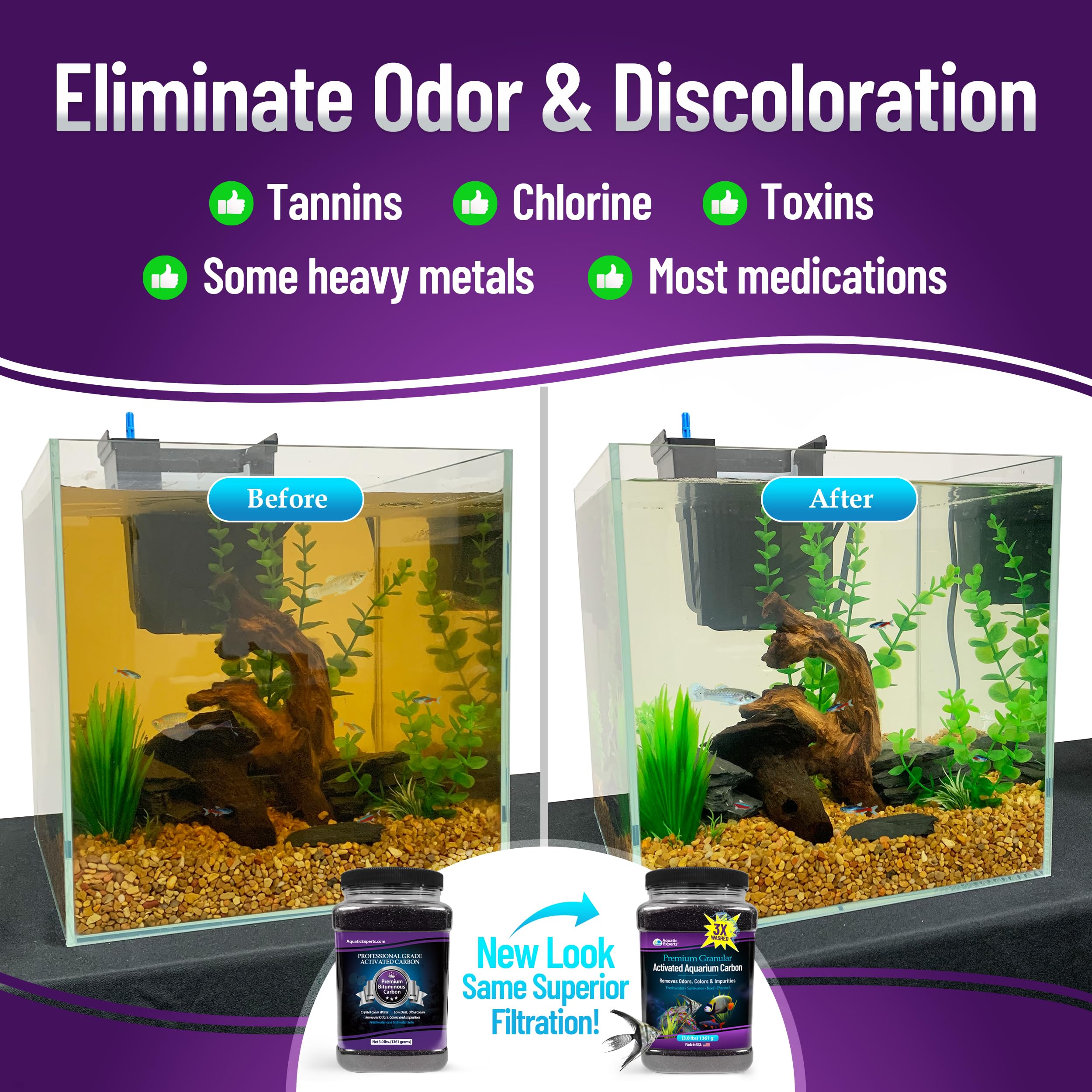 Premium Activated Carbon for Aquarium Filters - 3 lbs Bulk for Fish Tanks & Water Purification