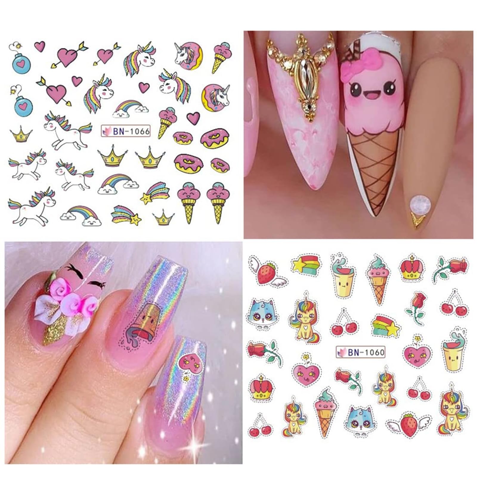 Unicorn Nail Stickers - 12 Sheets for Women & Girls | Water Transfer Nail Art Decor for Parties & Gifts