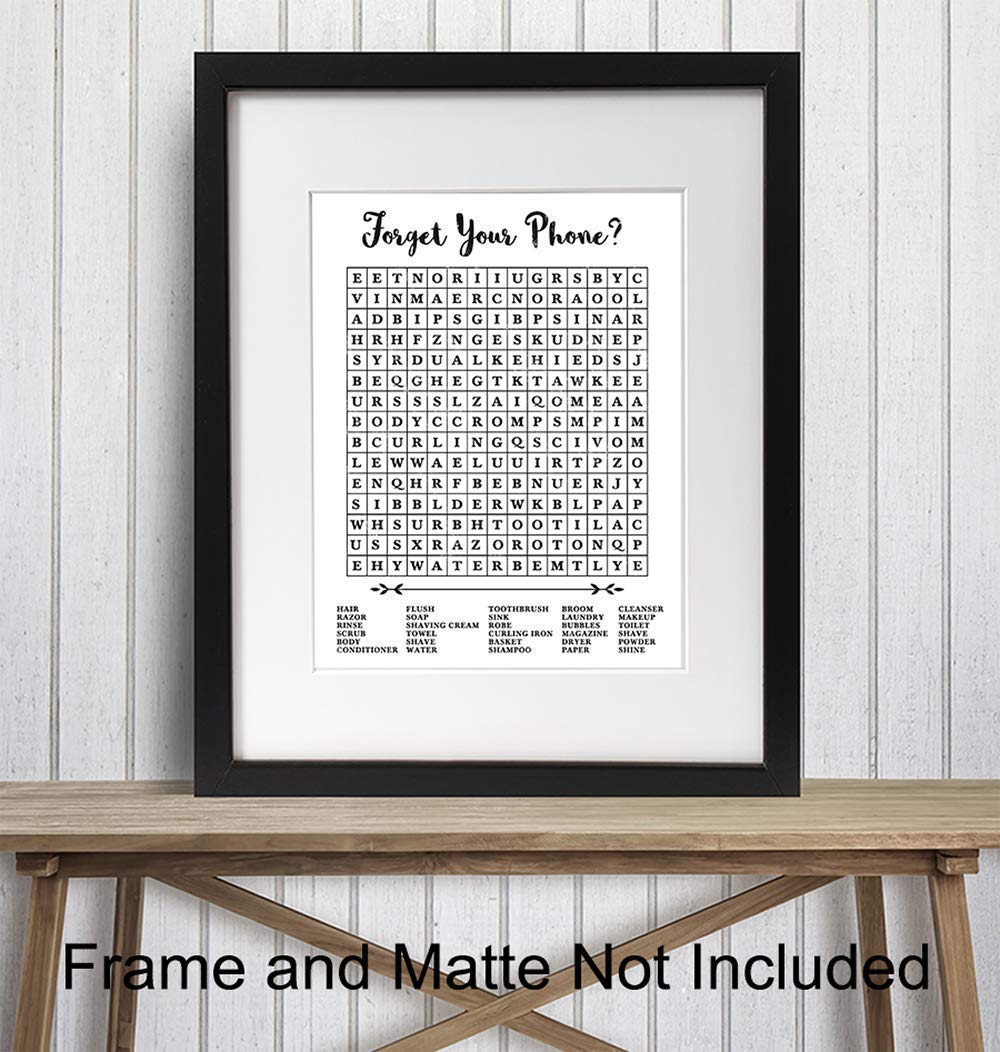 Funny Bathroom Sign - Forget Your Phone Wall Decor for Powder Rooms
