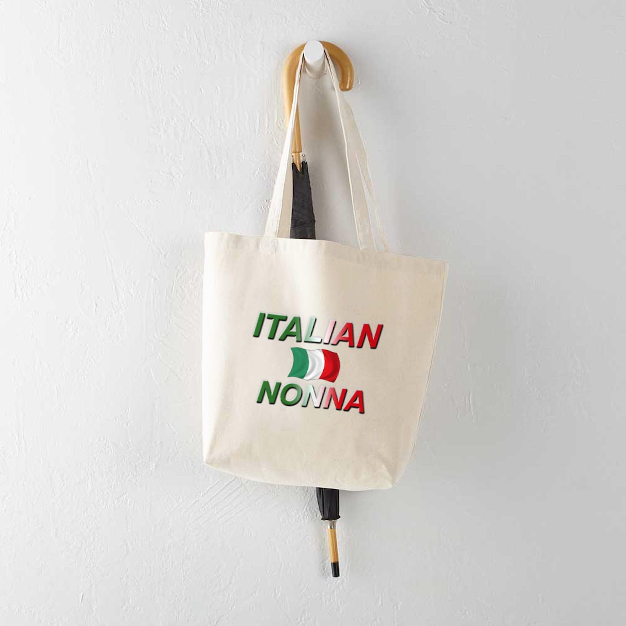 Italian Nonna Tote Bag - Natural Canvas Reusable Grocery Shopping Bag for Women - Perfect for Farmers Market, Beach Trips & Everyday Use