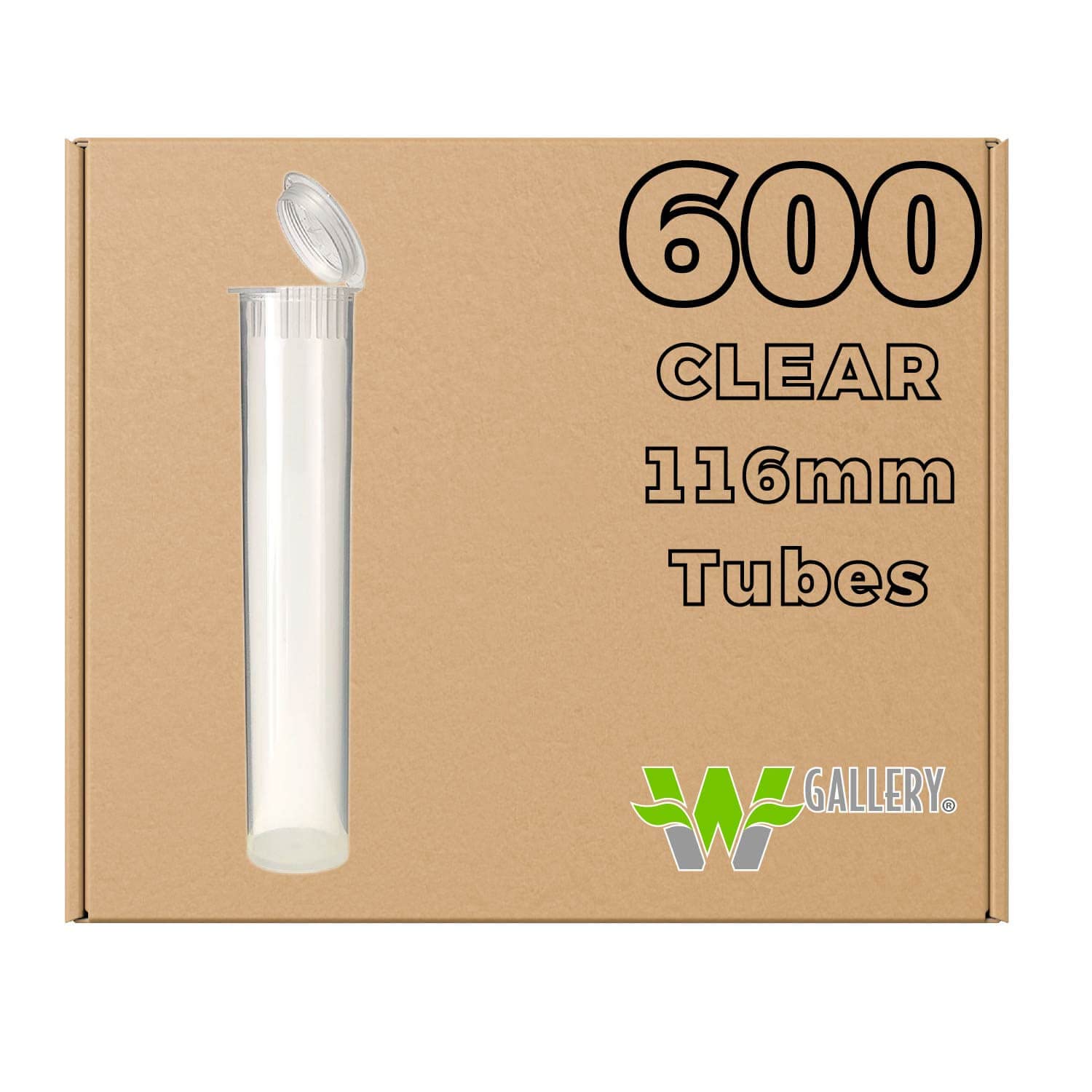 W Gallery 600 Clear 120mm Open Cap Pop Top Tubes - Airtight Smell Proof Plastic Containers - Medical Grade Prescription Bottles for Pills, Herbs, Flowers & Supplements (Bulk Pack) - Perfect for Pharmacy Storage, Travel Organizers & Home Use
